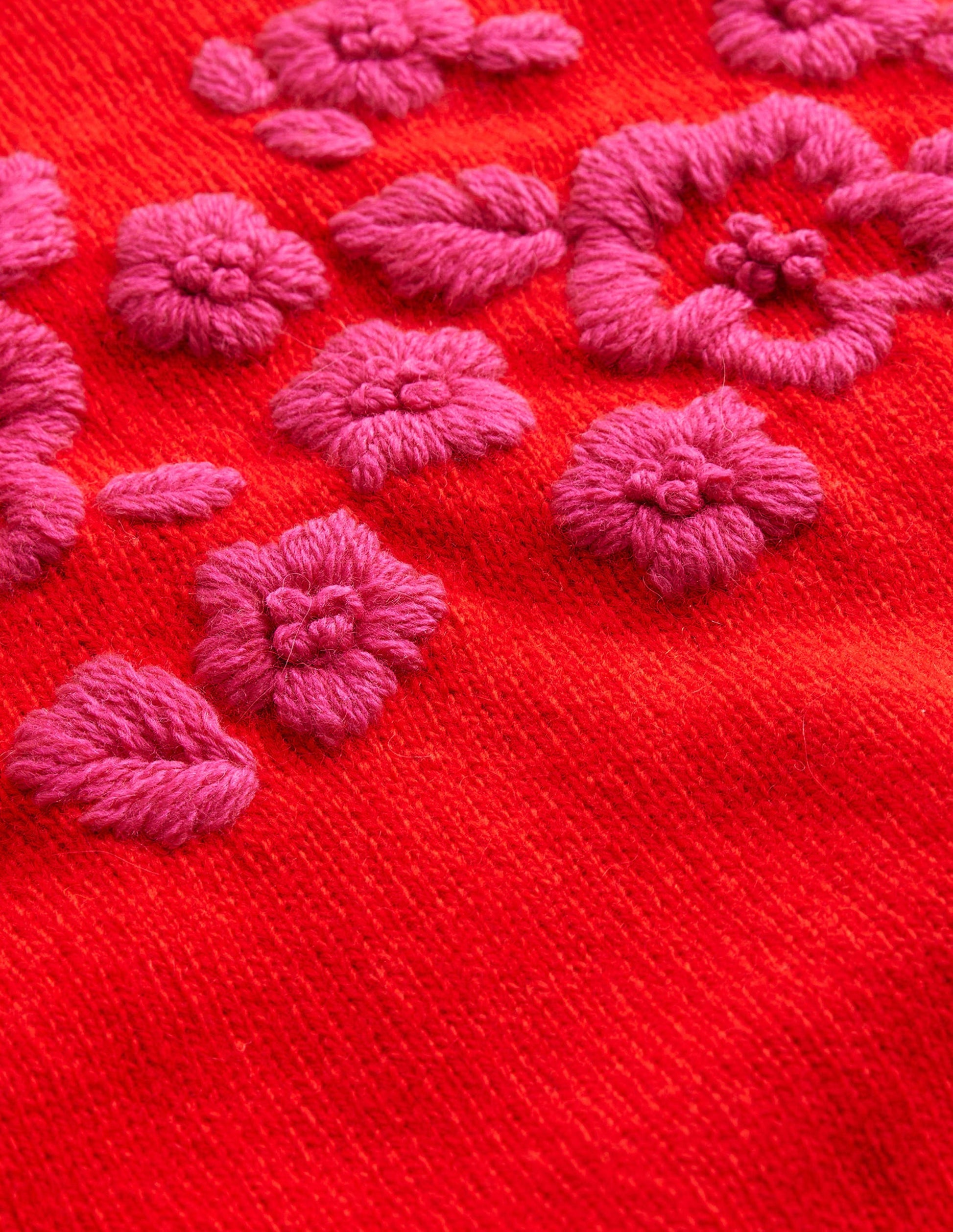 Pull brodé à col rond-Rouge brillant-7