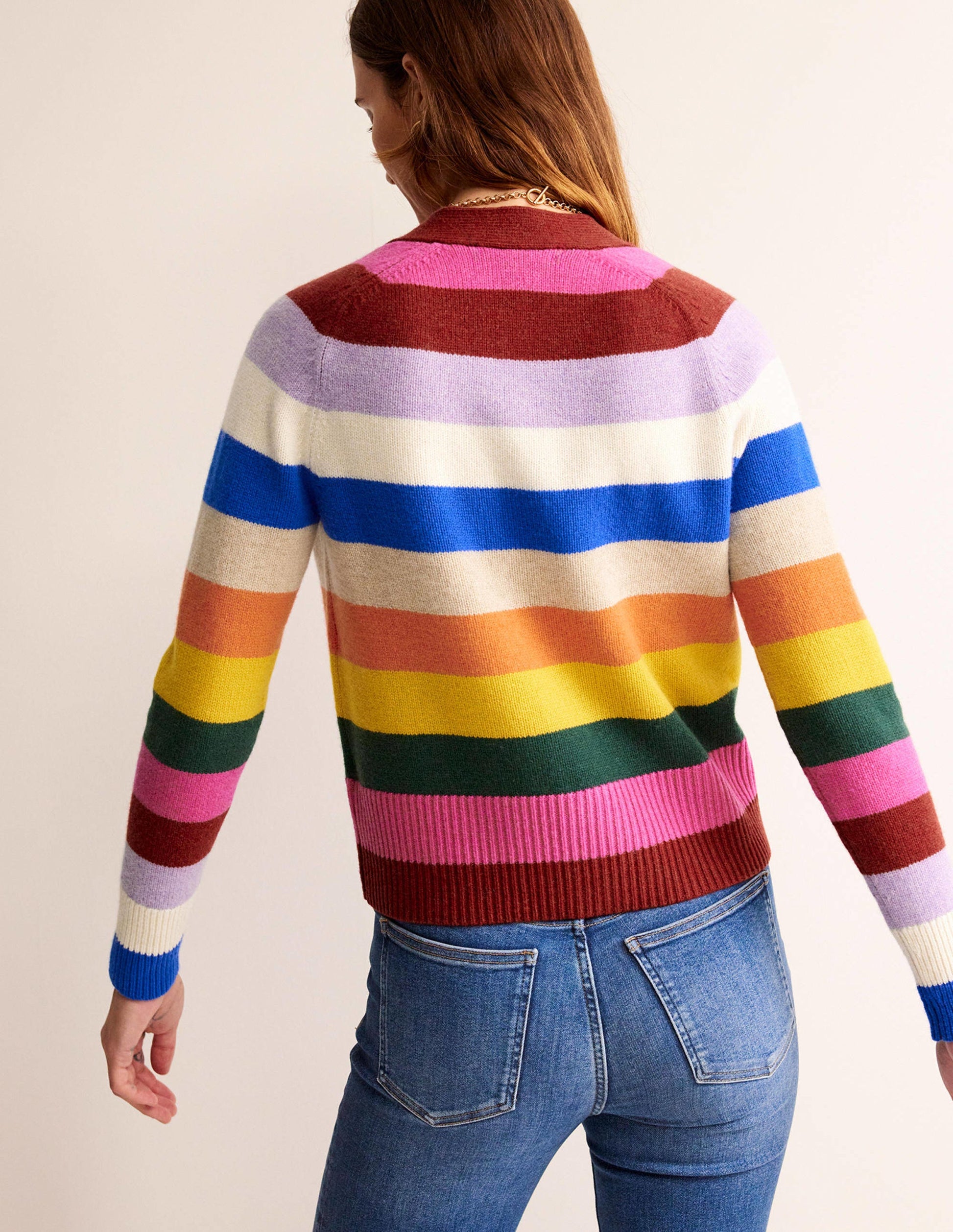 Gilet Olivia en laine mérinos-Arc-en-ciel multi-3