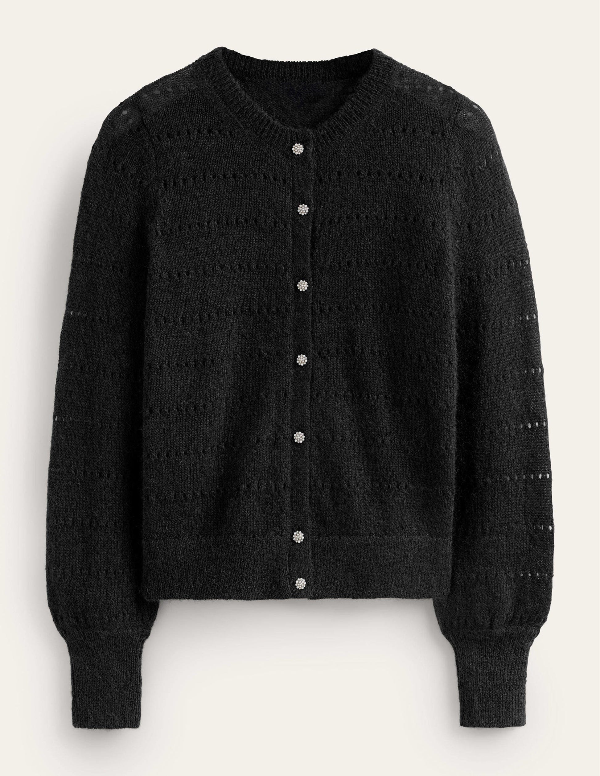 Flauschige, texturierte Strickjacke-Schwarz-5