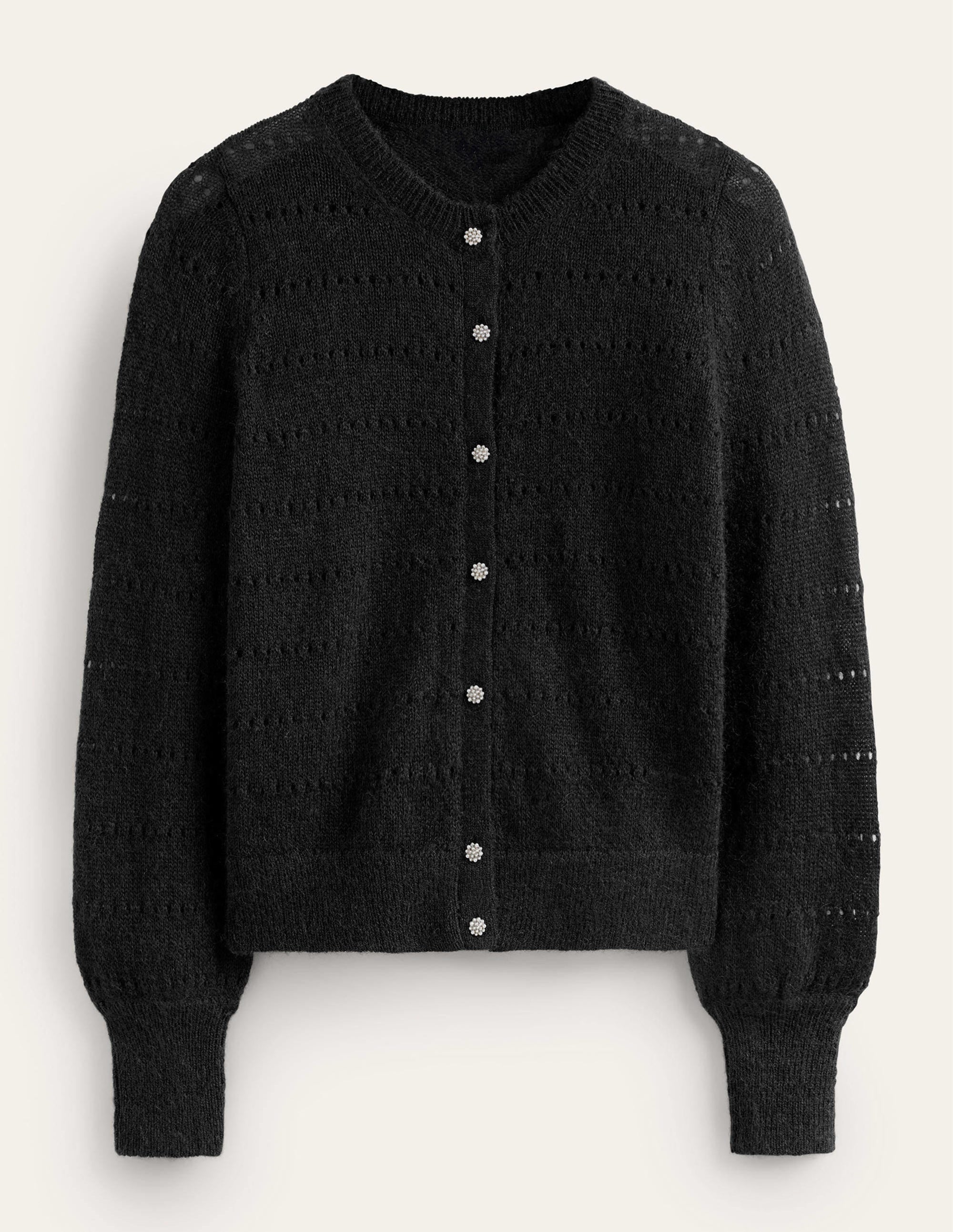 Flauschige, texturierte Strickjacke-Schwarz - Image 5