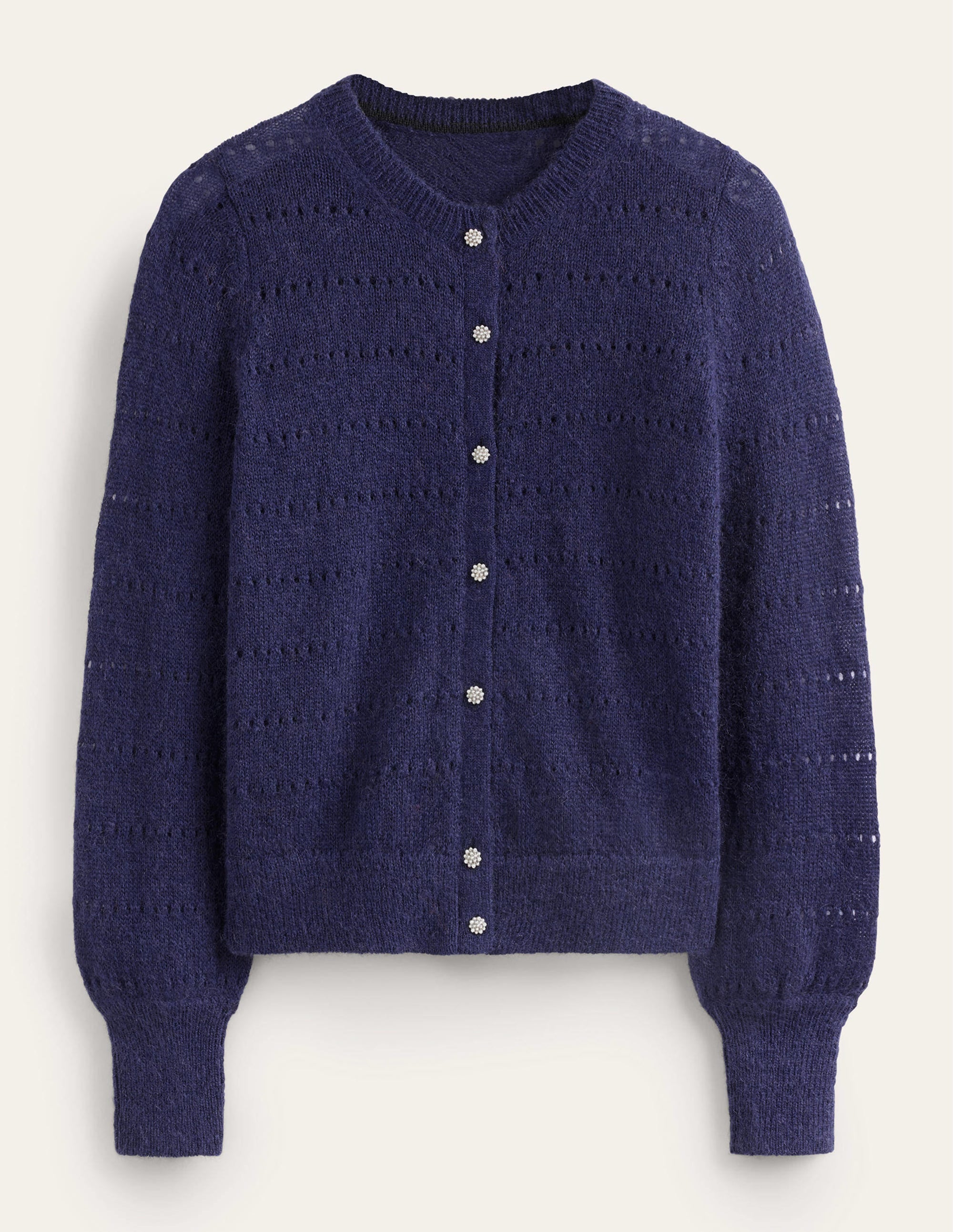 Fluffy Textured Cardigan-Navy - Image 5