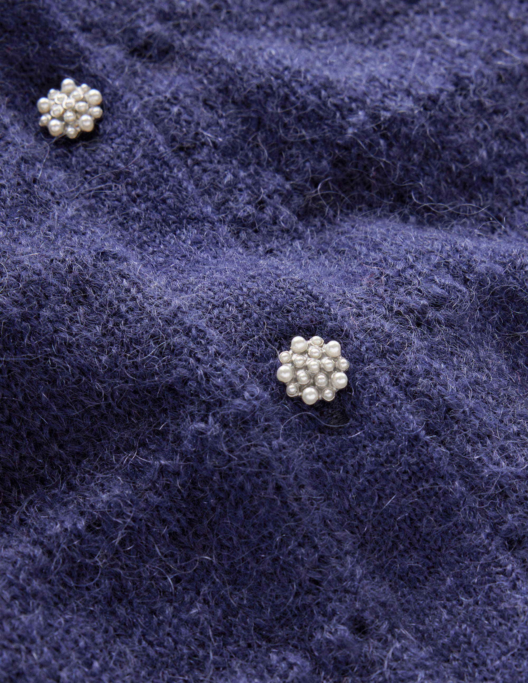 Fluffy Textured Cardigan-Navy - Image 6