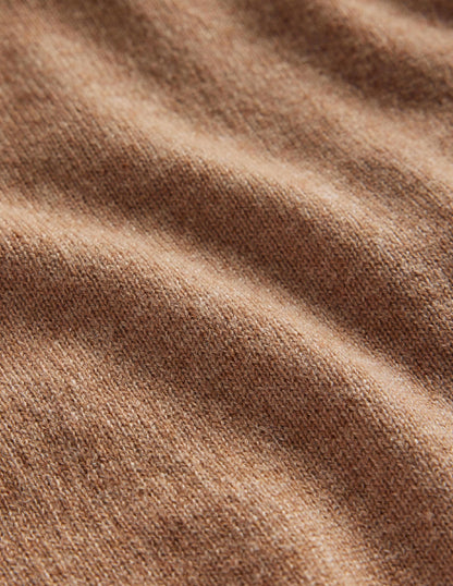 Eva Rollkragenpullover aus Kaschmir-Kamelbraun Melange
