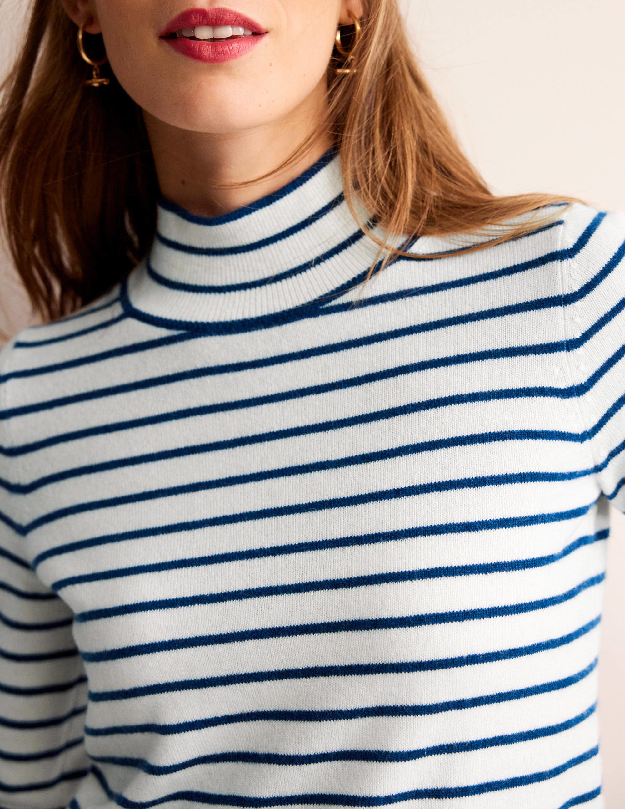 Striped Cashmere Jumper-Ivory / Navy - Image 3