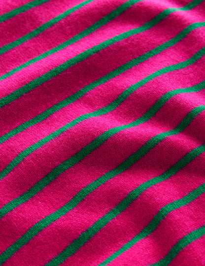 Gestreifter Kaschmirpullover-Kräftiges Pink/Veridiangrün