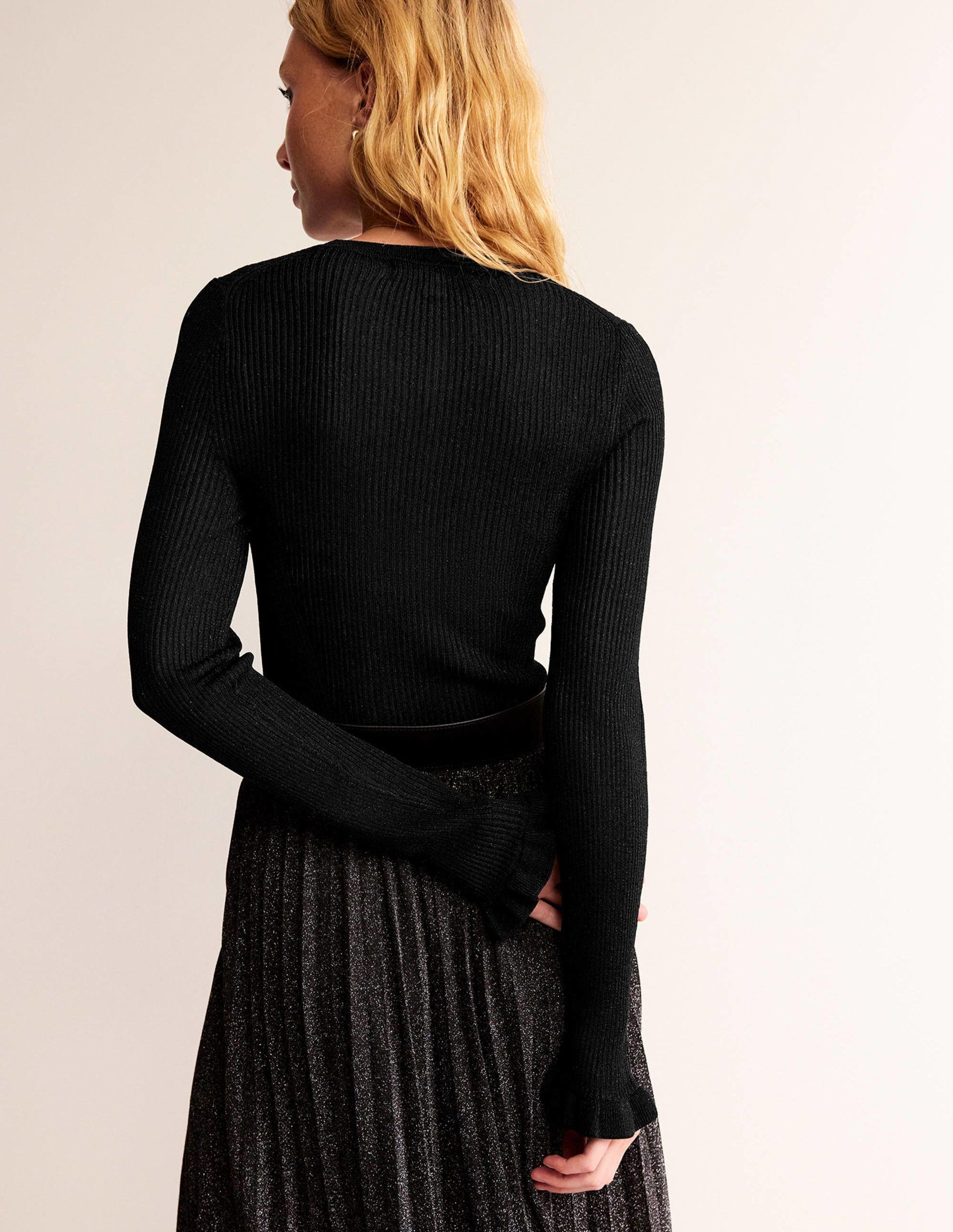 Party-Pullover aus glitzerndem Rippstrick-Schwarz-3