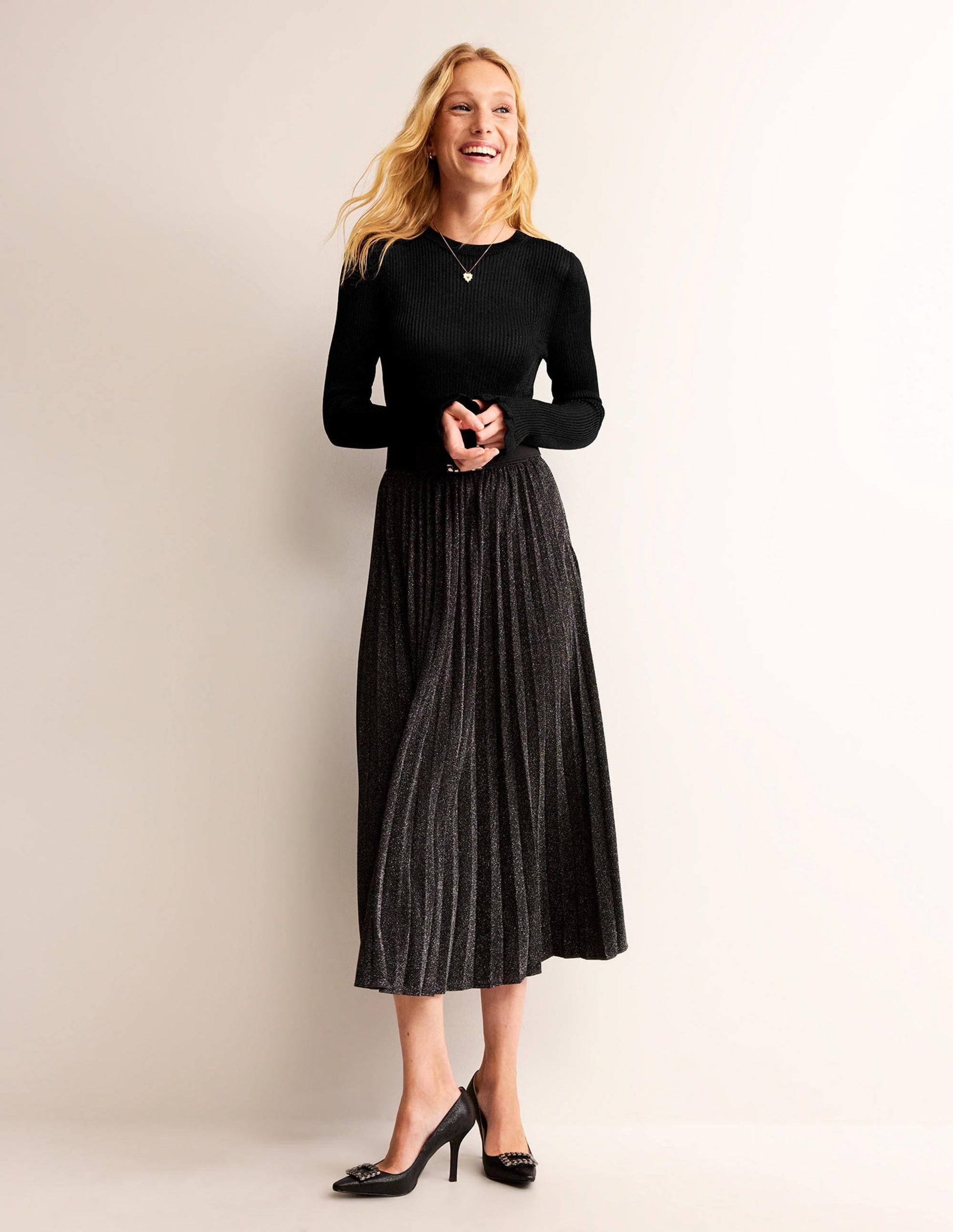 Party-Pullover aus glitzerndem Rippstrick-Schwarz-4