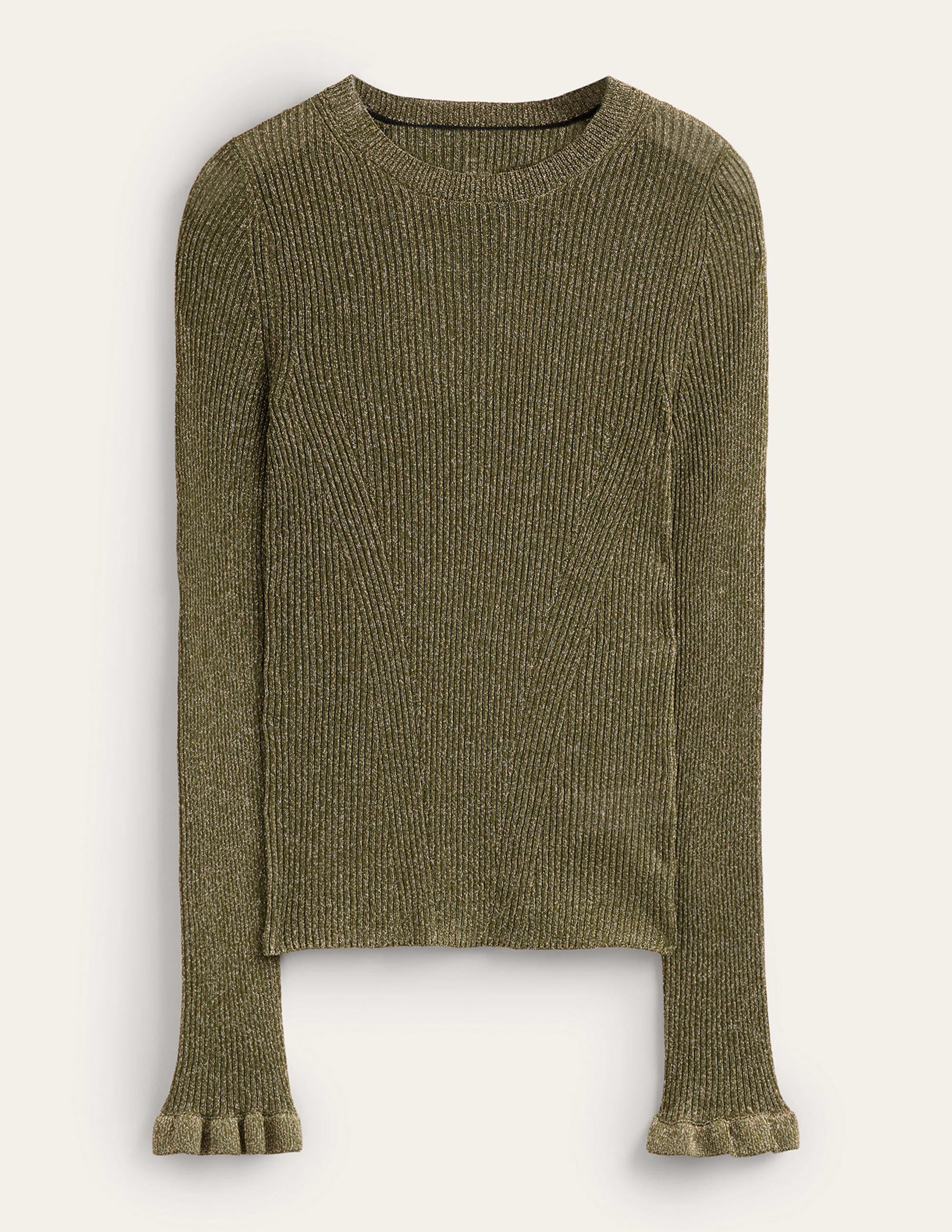 Party-Pullover aus glitzerndem Rippstrick-Oliv-Metallic - Image 5