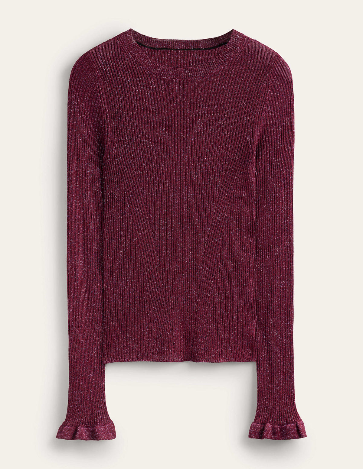 Party-Pullover aus glitzerndem Rippstrick-Zwetschgenbeere - Image 5