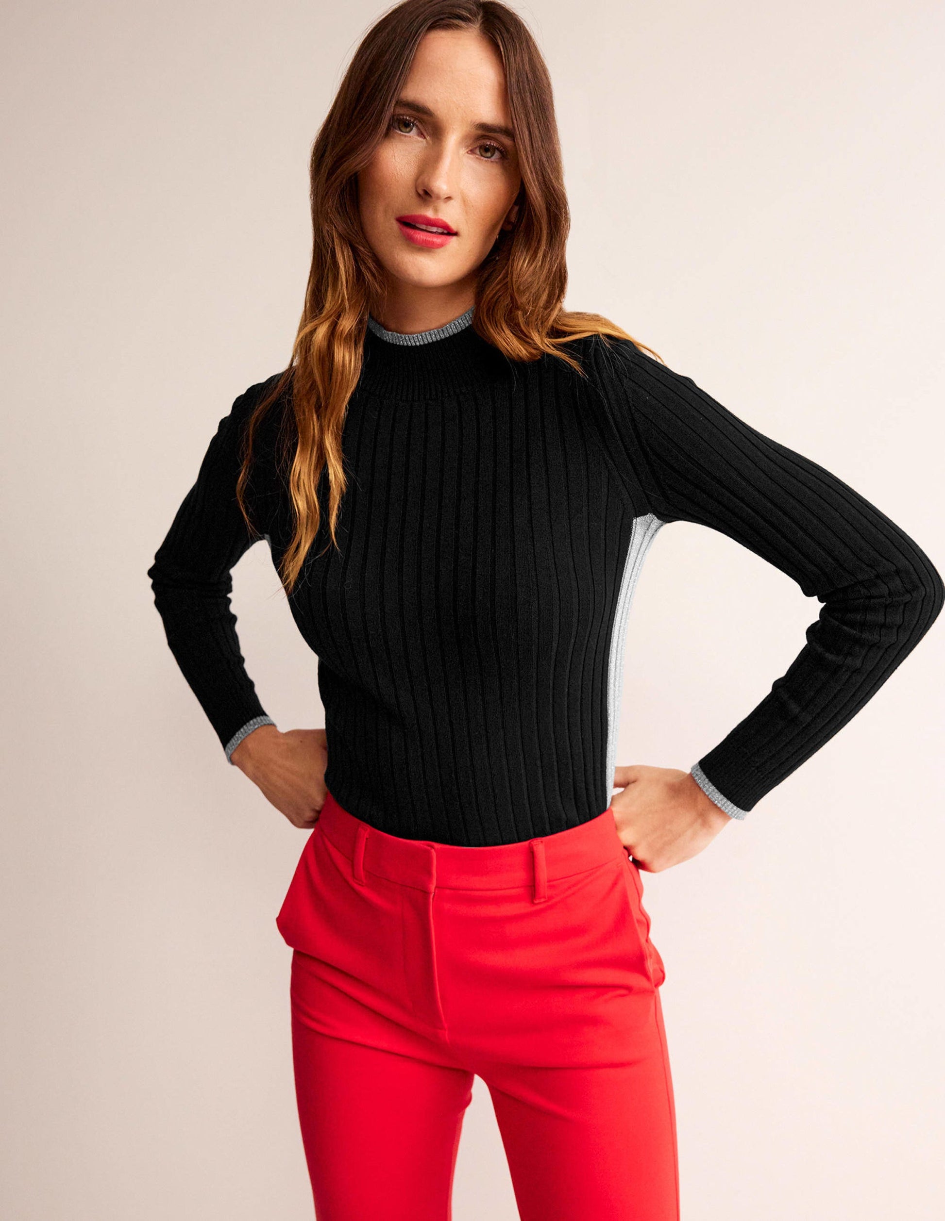 Isodora Rippstrick-Pullover-Schwarz-1