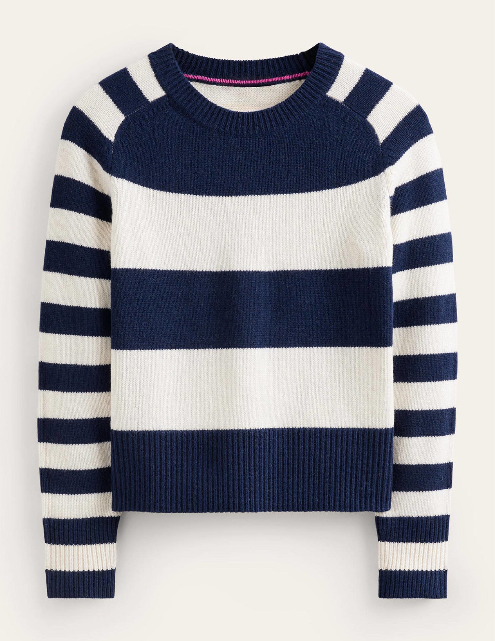 Pull Olivia en laine mérinos-Bleu marine et ivoire-6