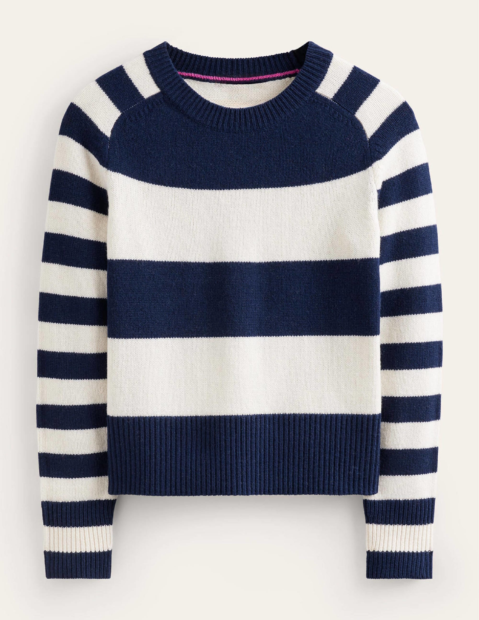 Pull Olivia en laine mérinos-Bleu marine et ivoire - Image 6