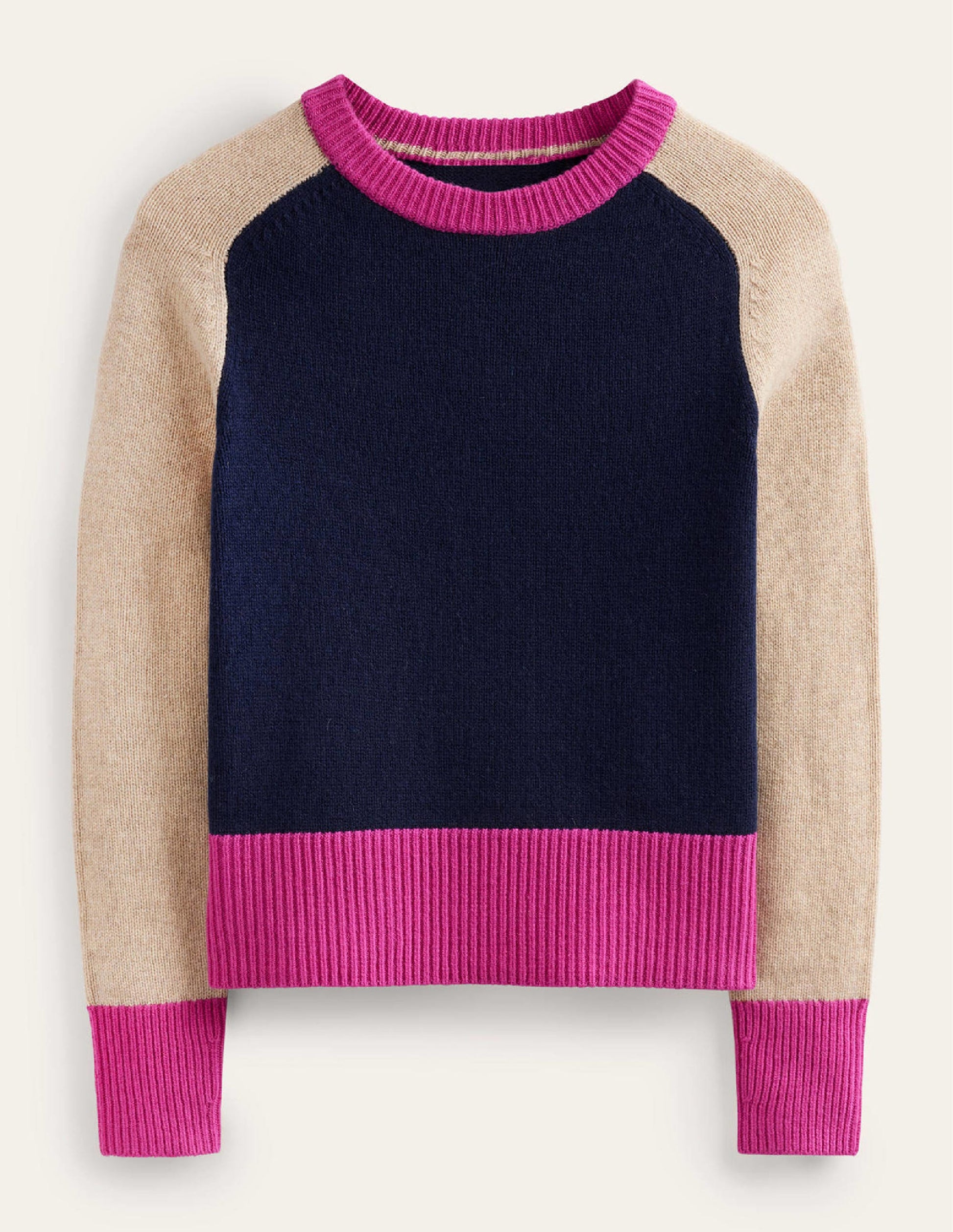 Olivia Merino-Pullover-Französisches Marineblau Blockfarben-6