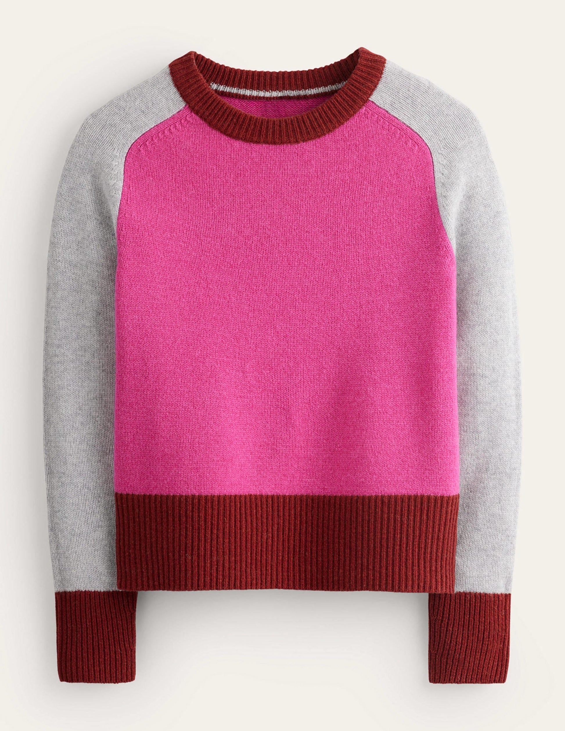 Olivia Merino-Pullover-Amaranth, Feuerglühen Blockfarben-5