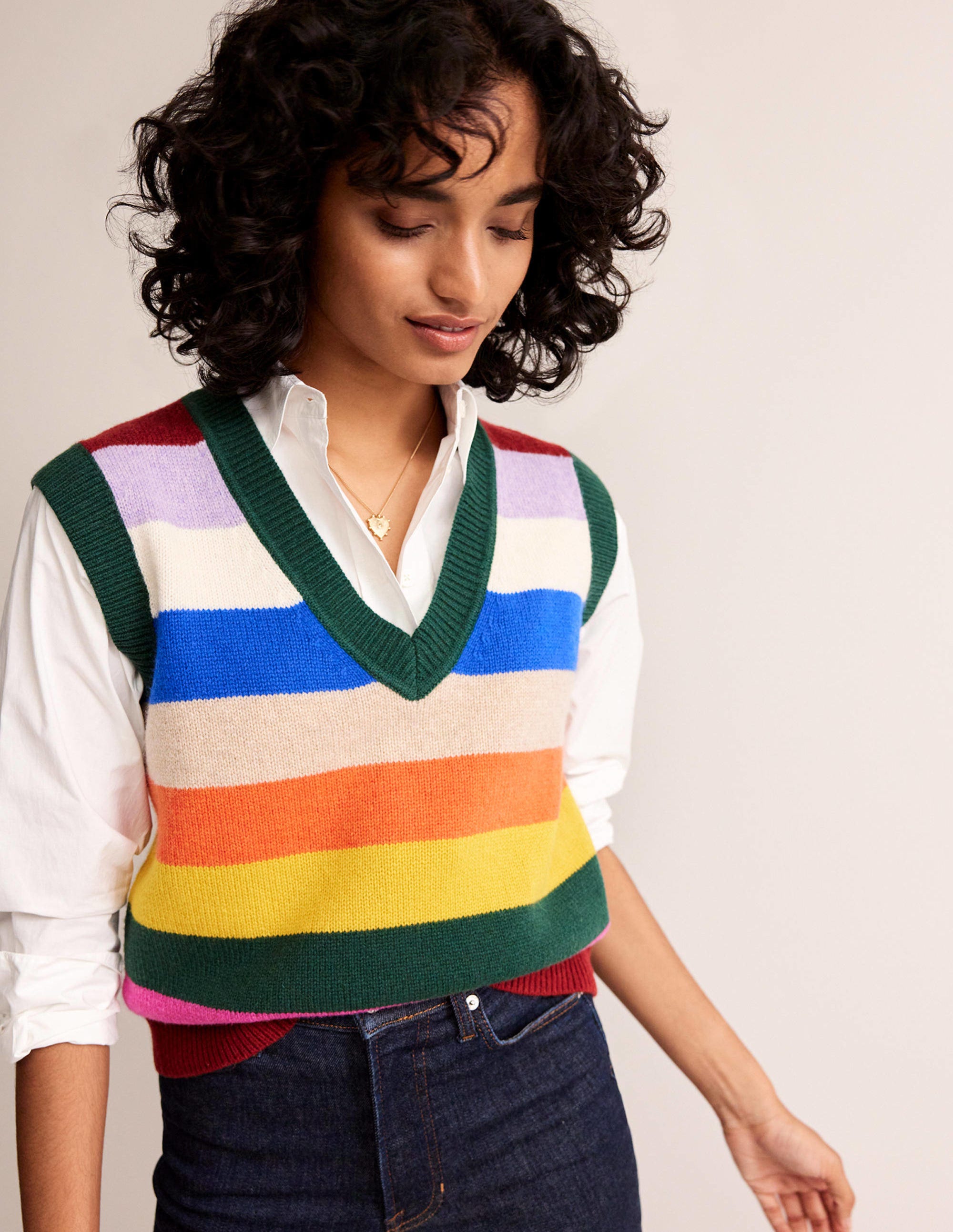 Olivia Merino-Pullunder-Regenbogen Bunt Gestreift - Image 2