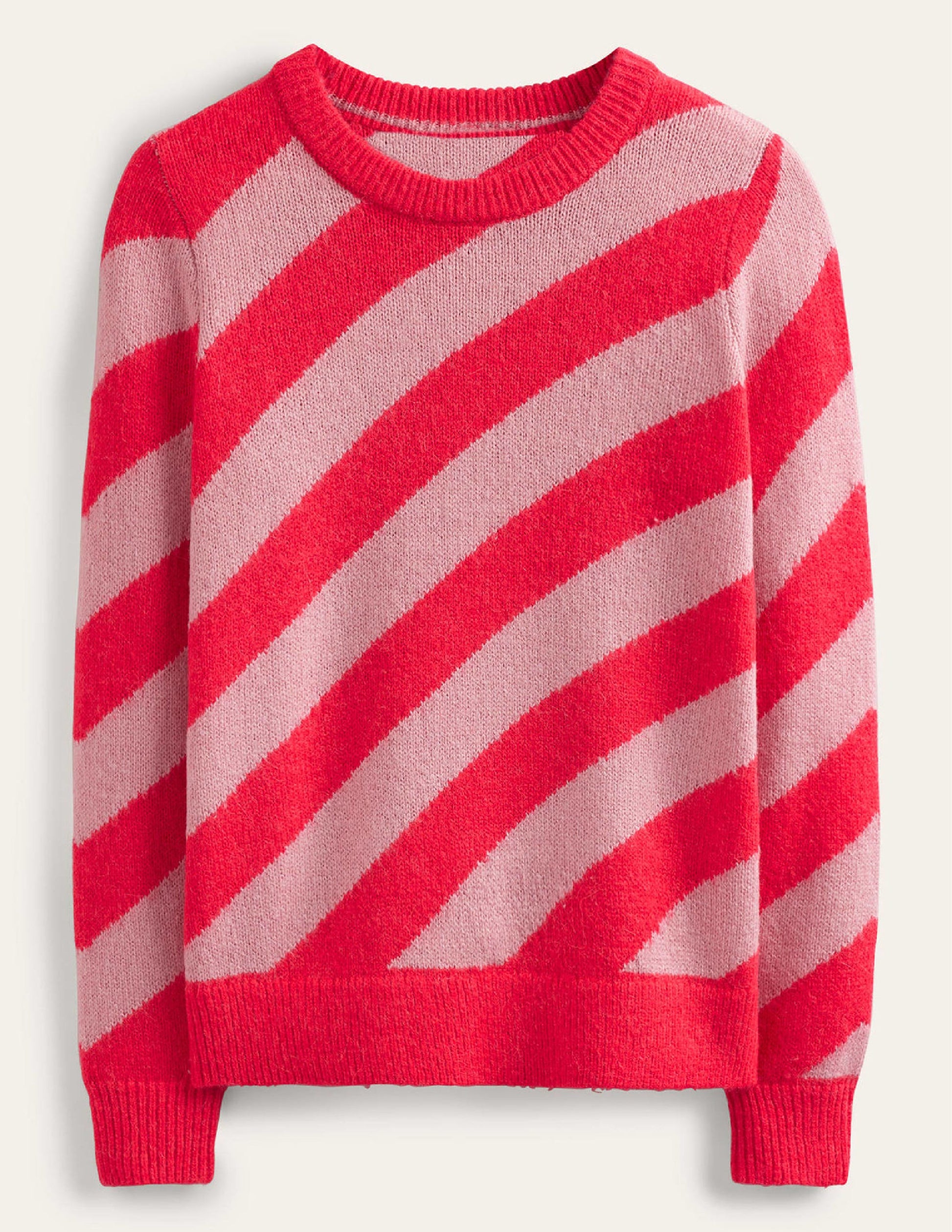 Pull duveteux à rayures diagonales-Rayé rose et orange-6