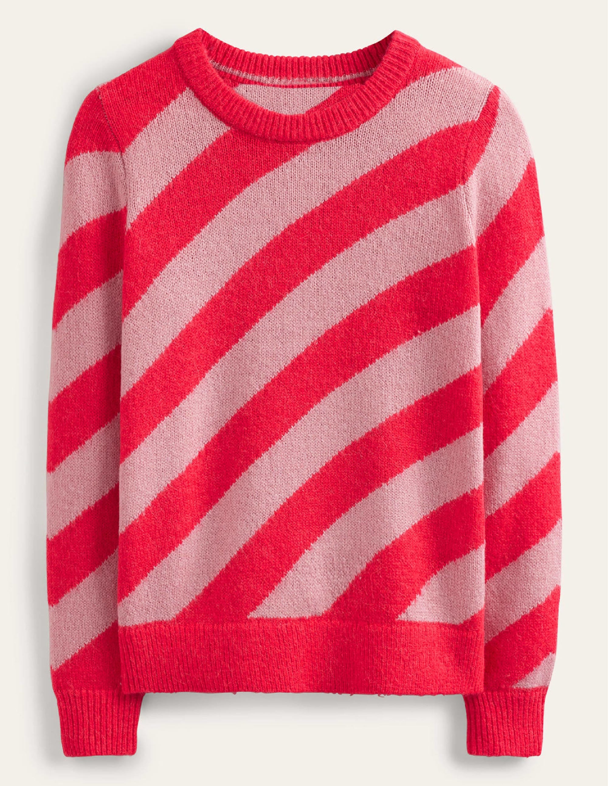 Pull duveteux à rayures diagonales-Rayé rose et orange - Image 6