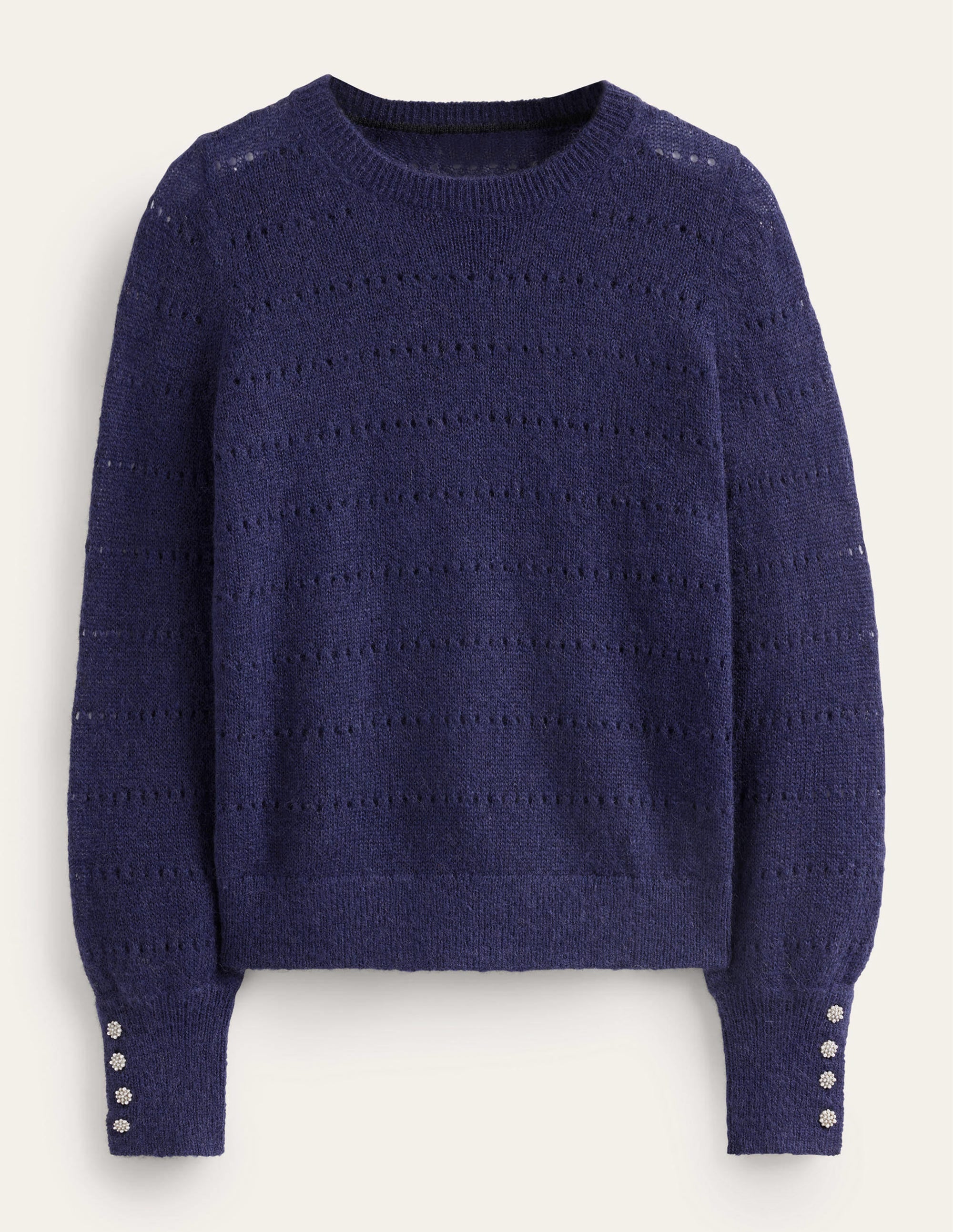 Flauschiger, texturierter Pullover-Marineblau - Image 5