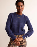 Flauschiger, texturierter Pullover-Marineblau