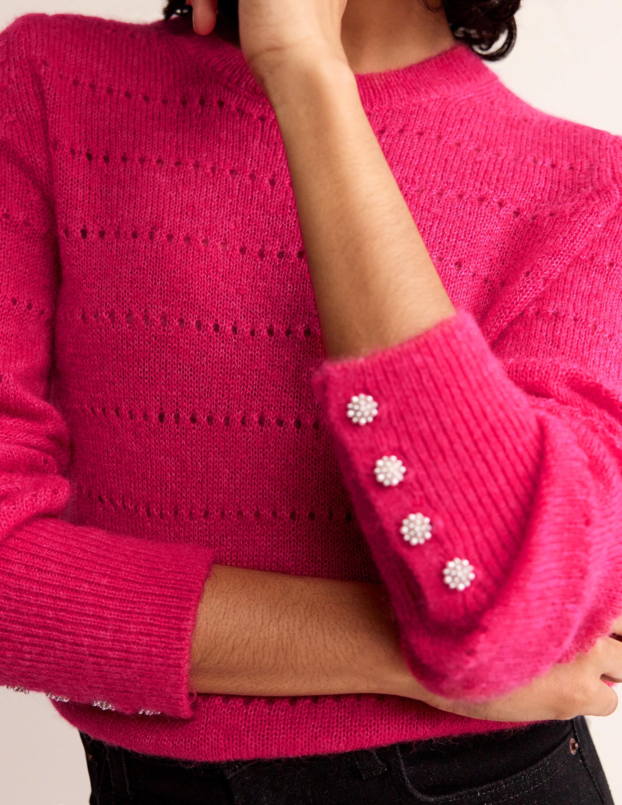 Pull duveteux texturé-Rose éclatant - Image 2