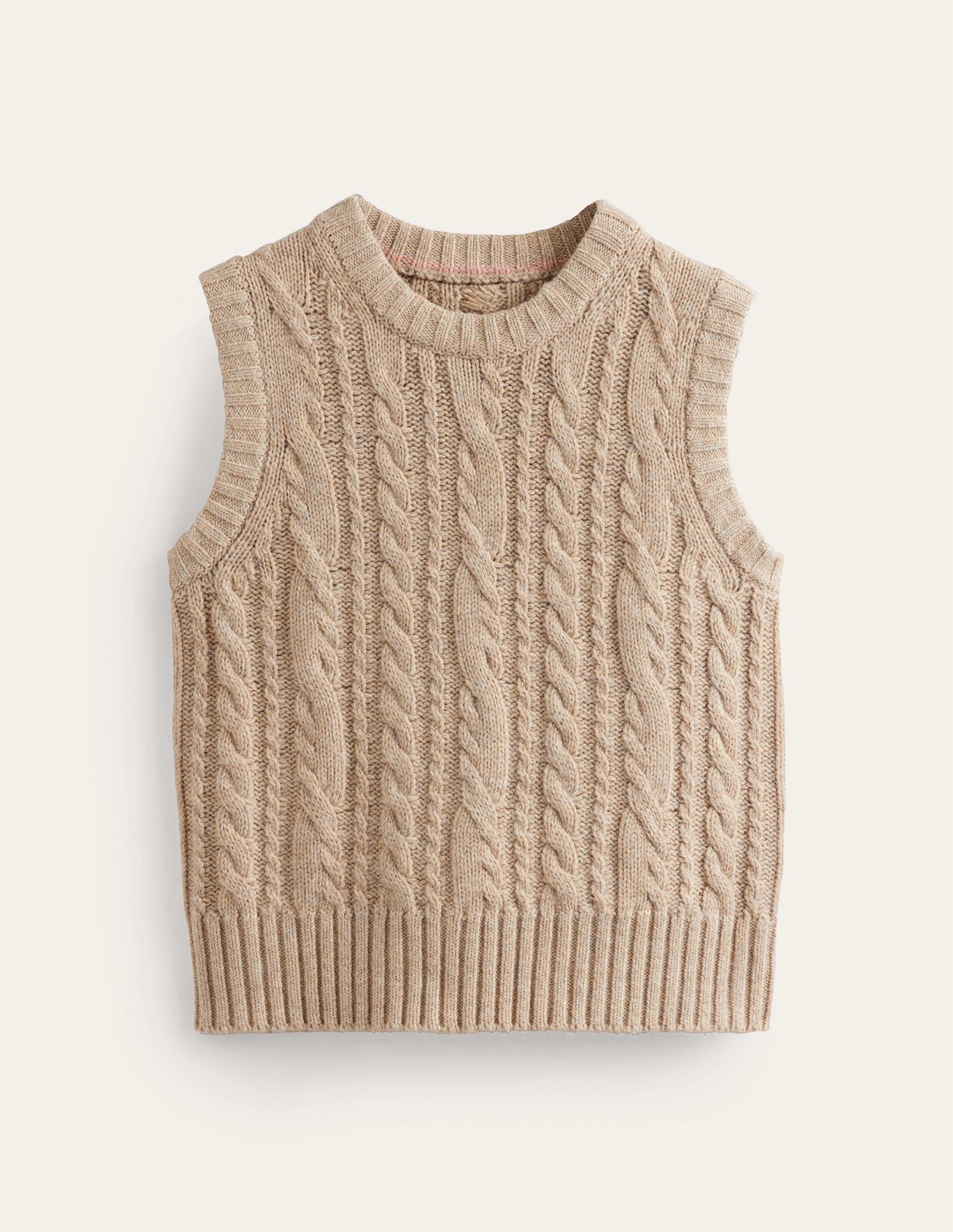 Cable Crew Neck Tank-Chinchilla Melange - Image 5