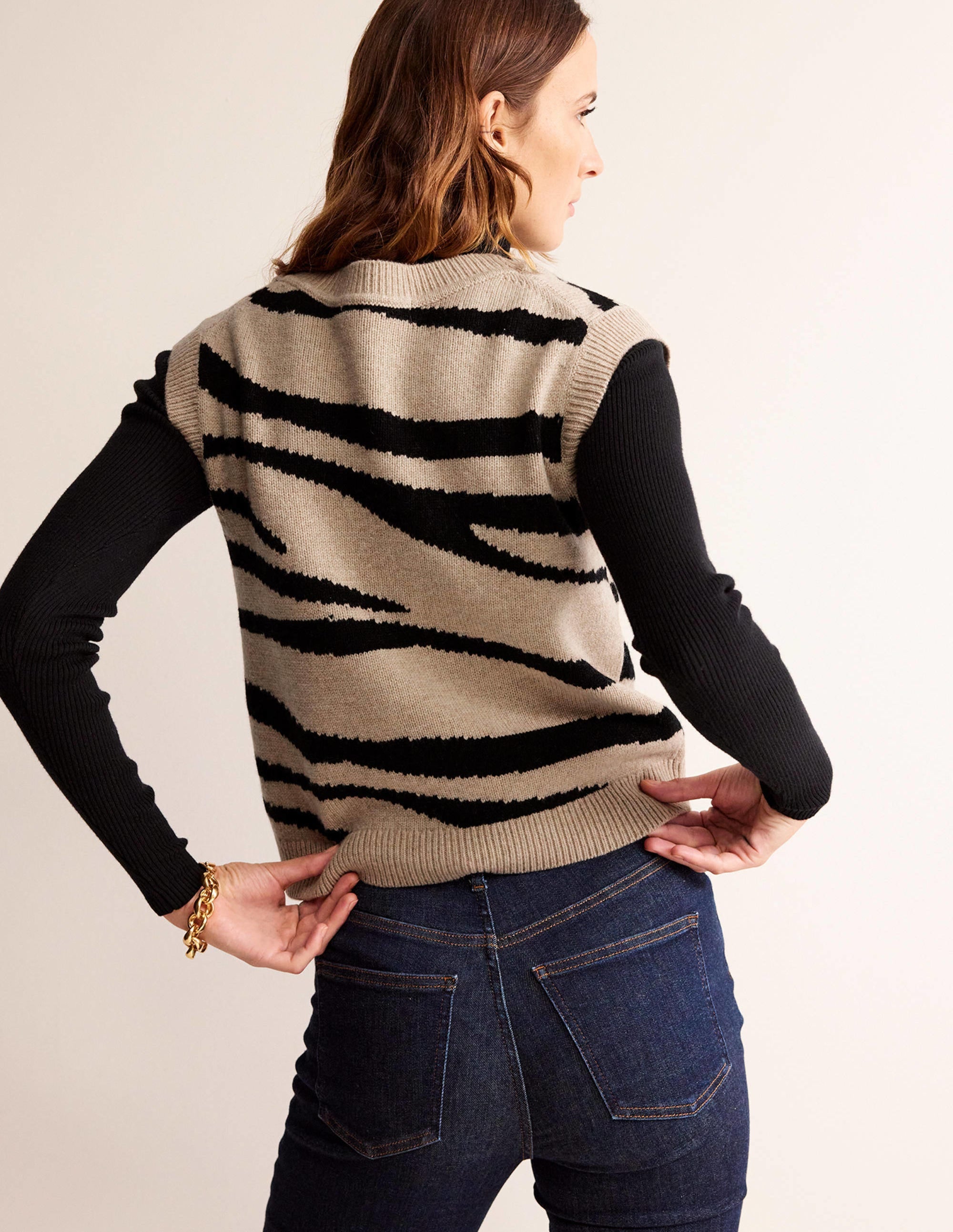 Zebra-Pullunder-Graubraun Meliert/Schwarz - Image 3