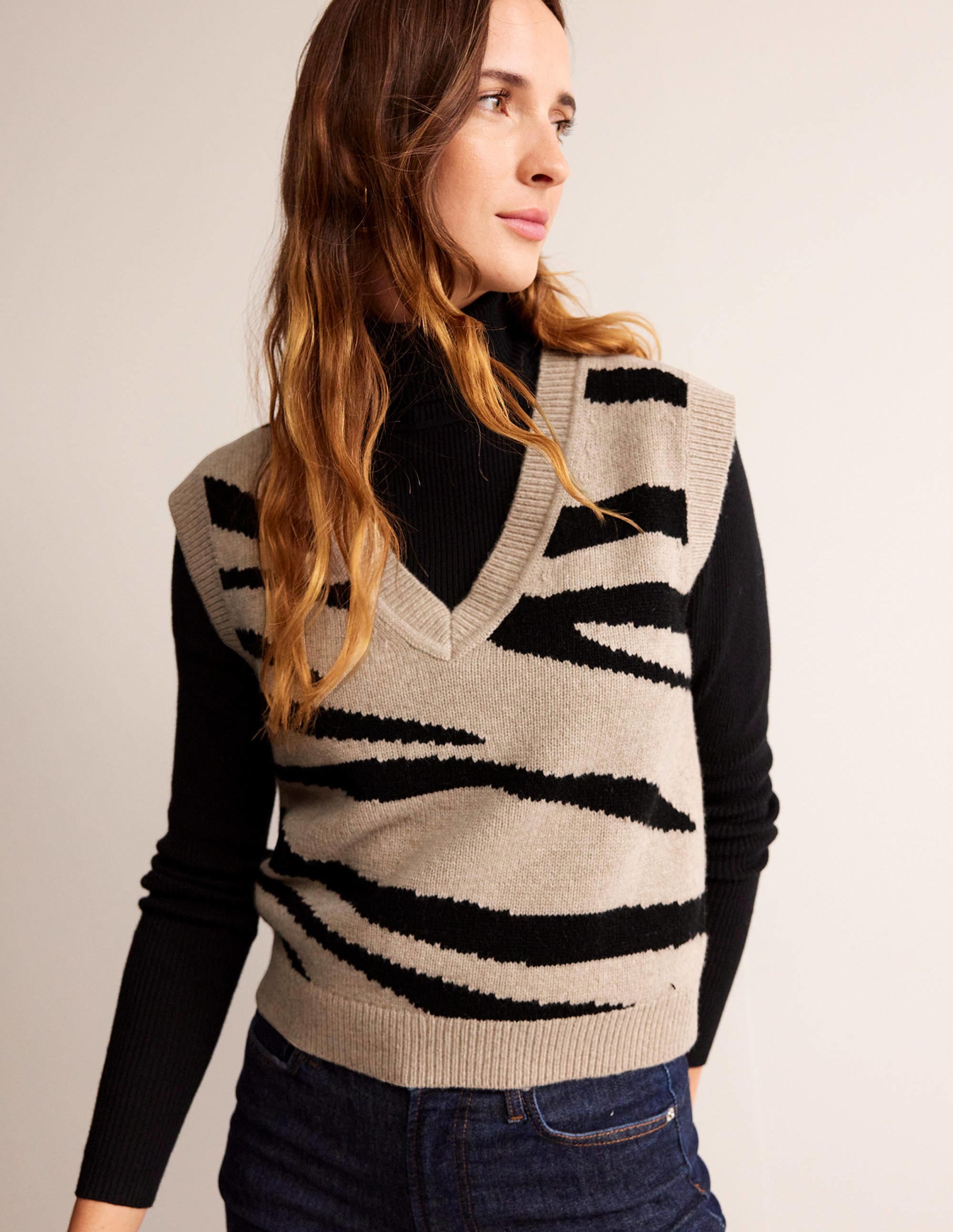 Zebra-Pullunder-Graubraun Meliert/Schwarz - Image 4