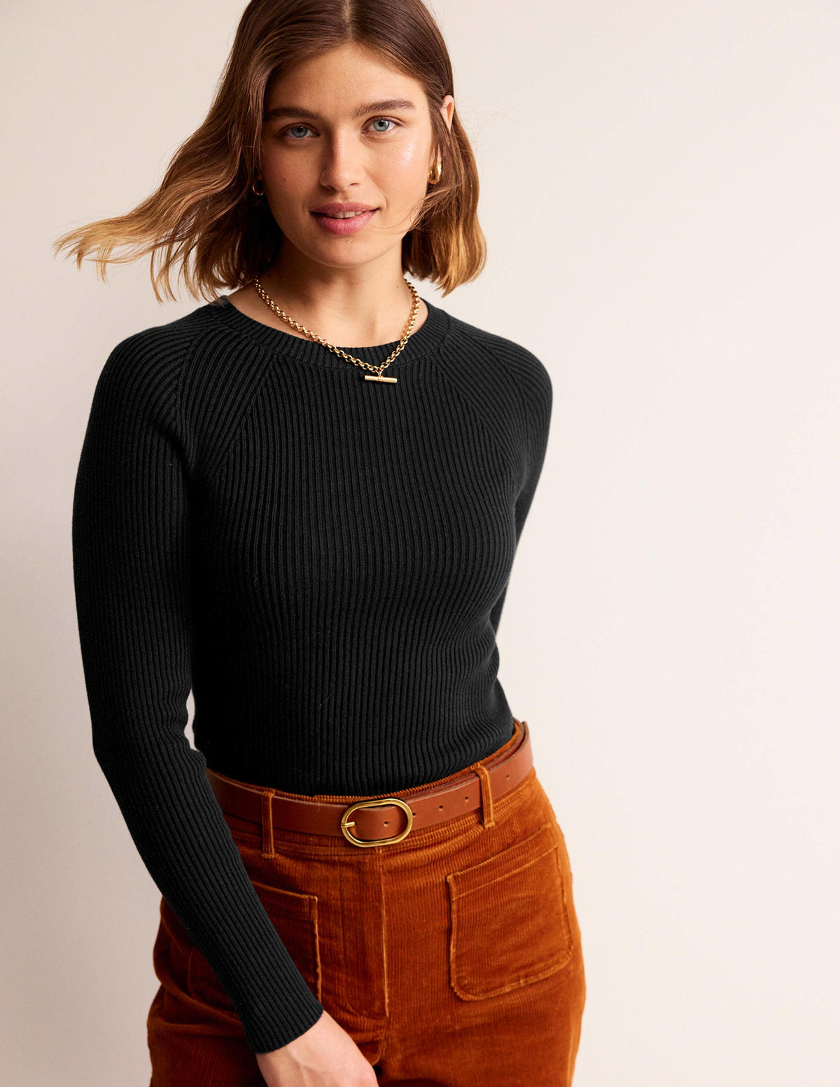 Baumwollpullover aus Rippstrick-Schwarz - Image 1