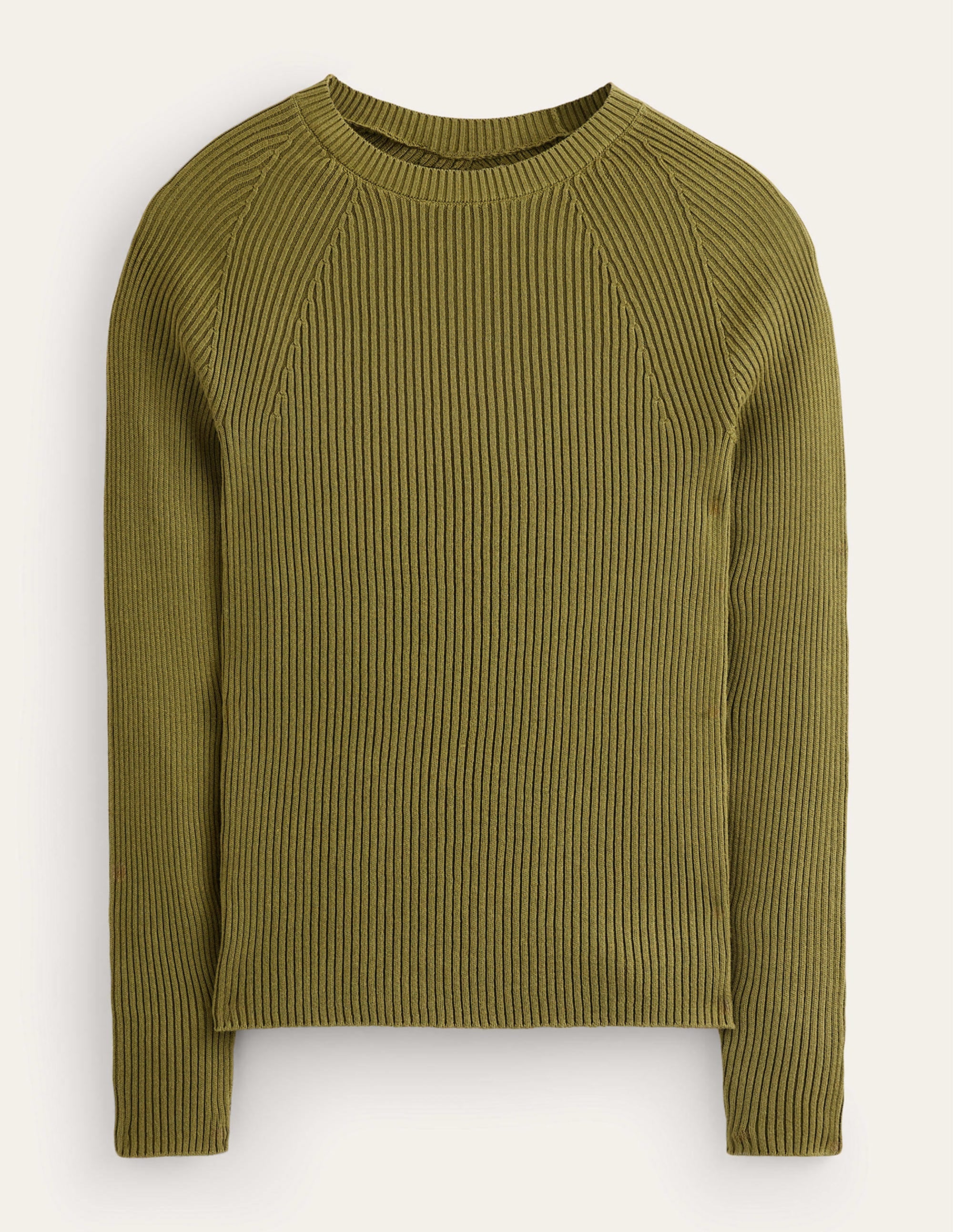 Pull côtelé en coton-Olive verte - Image 5