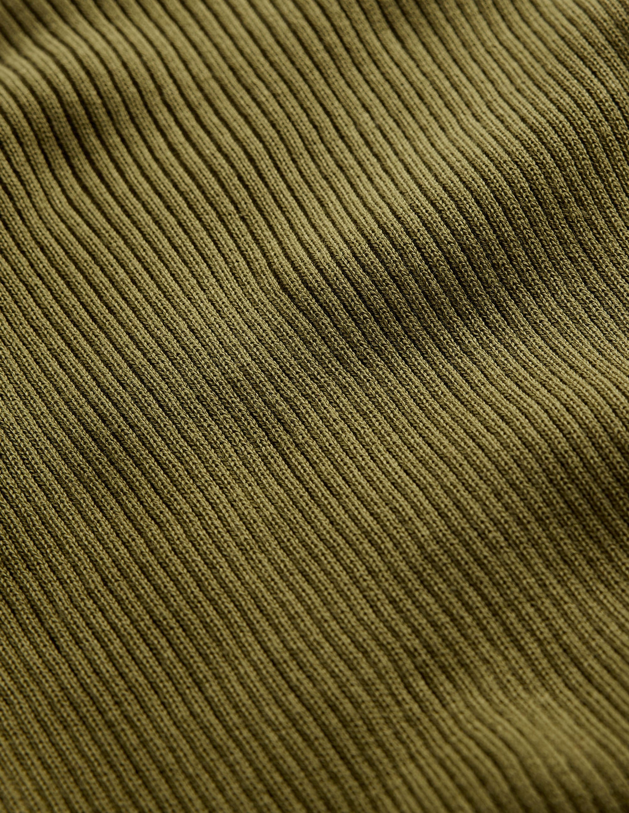Pull côtelé en coton-Olive verte - Image 6
