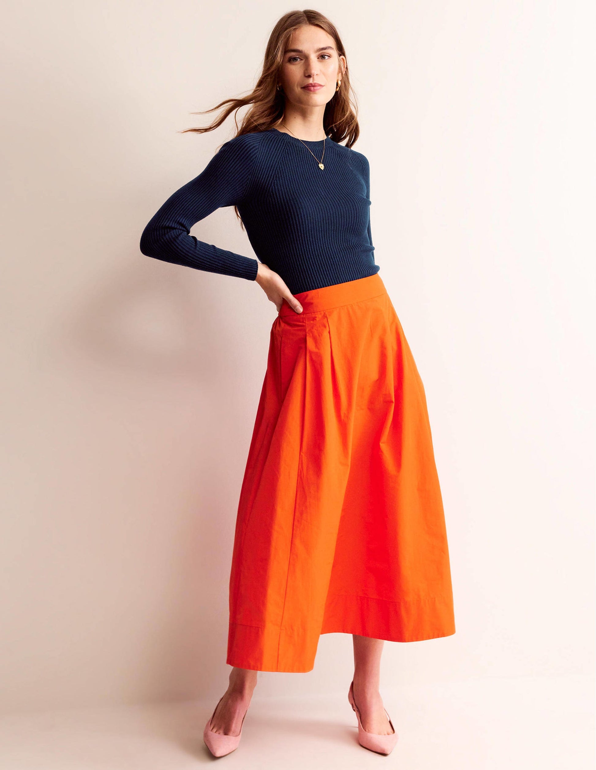 Ribbed Cotton Jumper-Navy-4