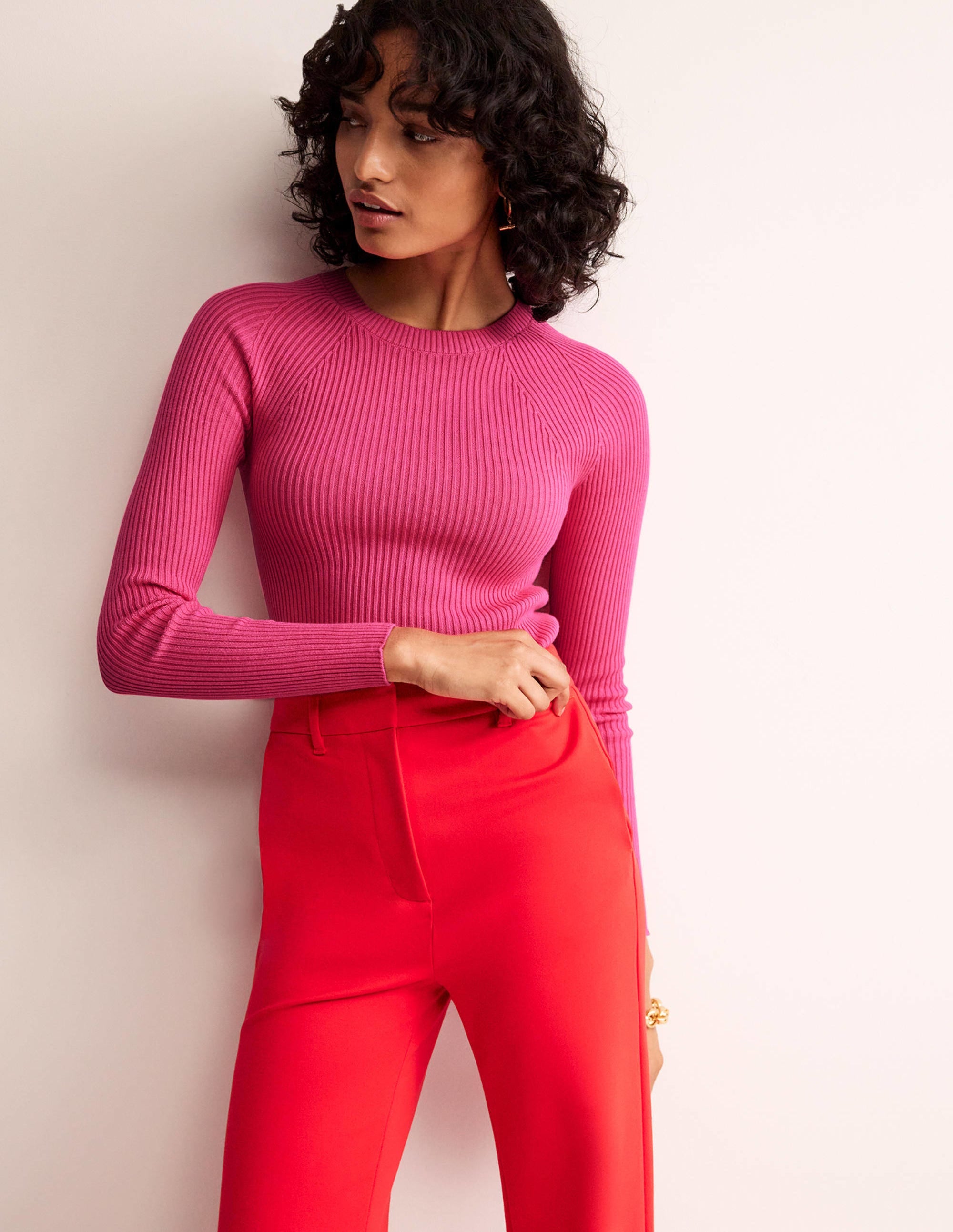 Baumwollpullover aus Rippstrick-Pink - Image 1