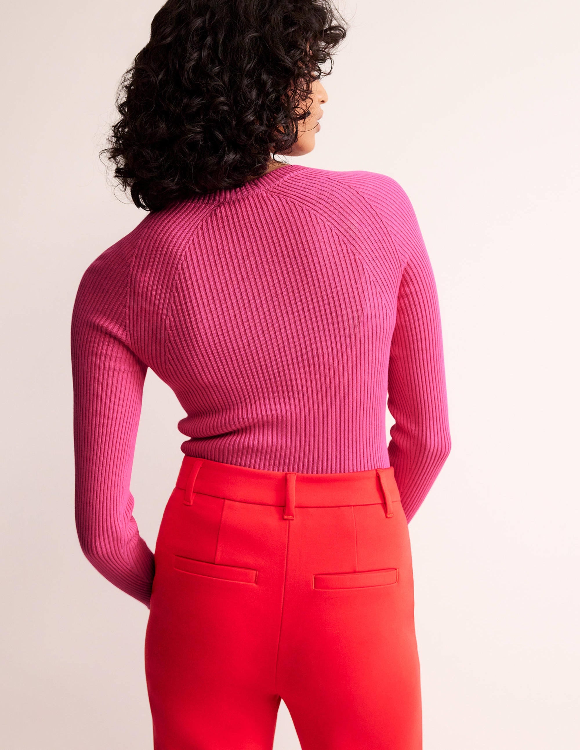 Baumwollpullover aus Rippstrick-Pink - Image 3