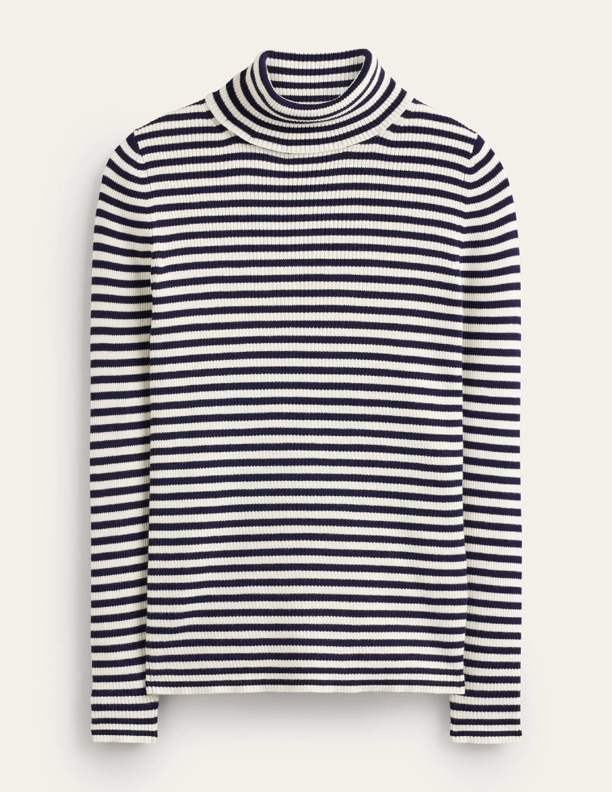 Pull Catriona à col roulé-Bleu marine/ivoire-6