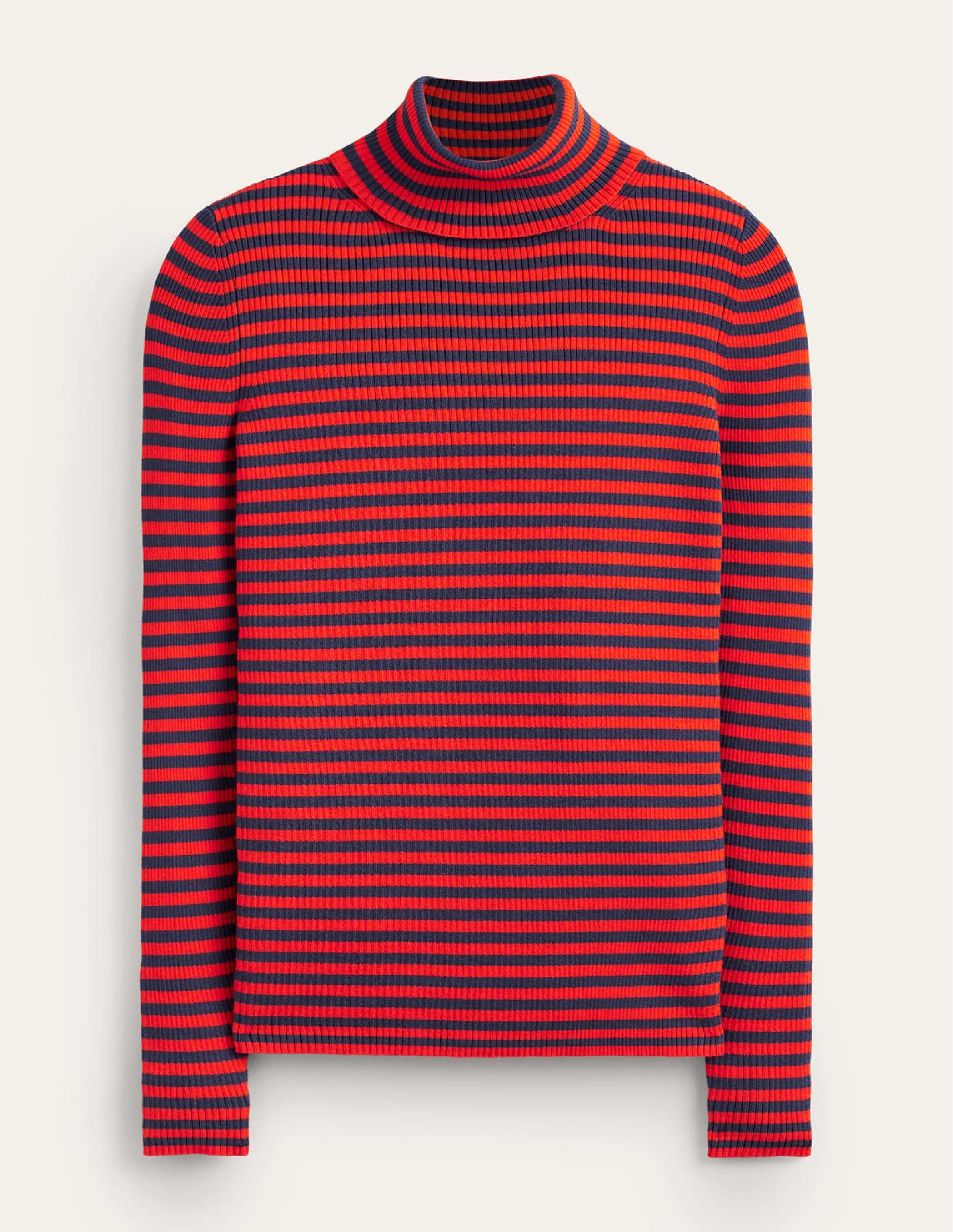Catriona Rollkragenpullover-Französisches Marineblau / Fiesta-Orange - Image 6