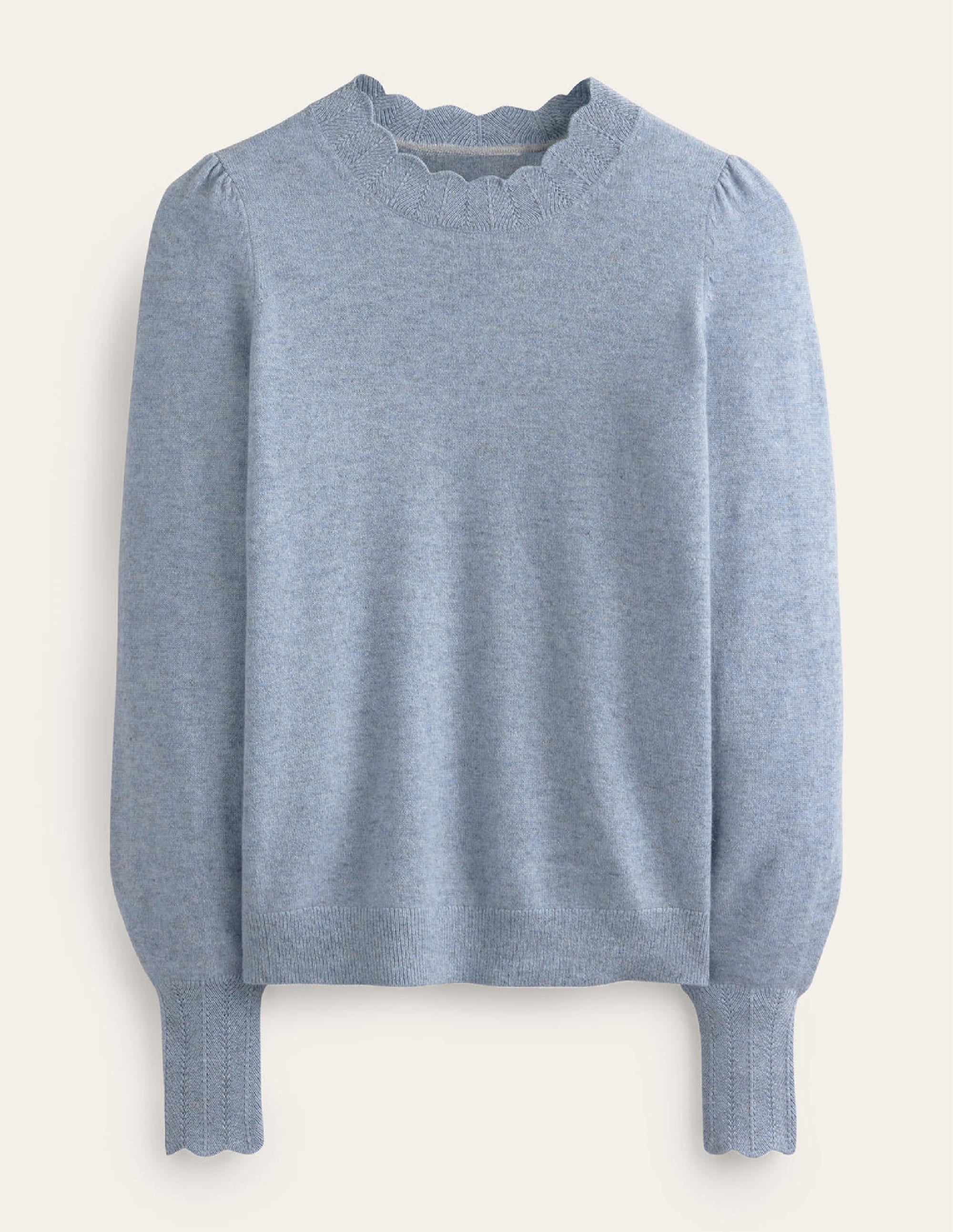 Kaschmirpullover mit Muschelsaum-Dämmerungsblau - Image 5
