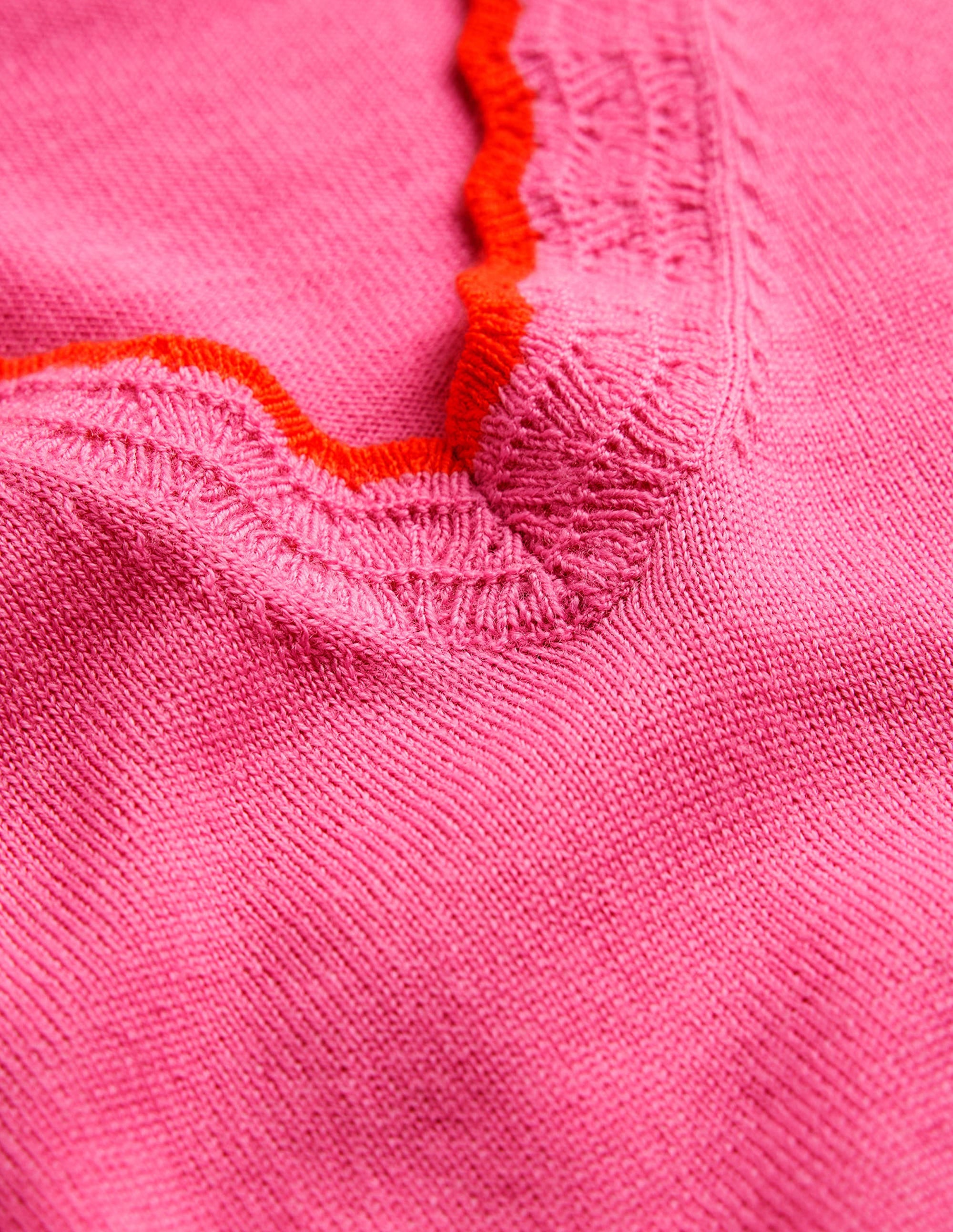 Merino-Pullover mit V-Ausschnitt und Muschelsaum-Mittelpink - Image 6