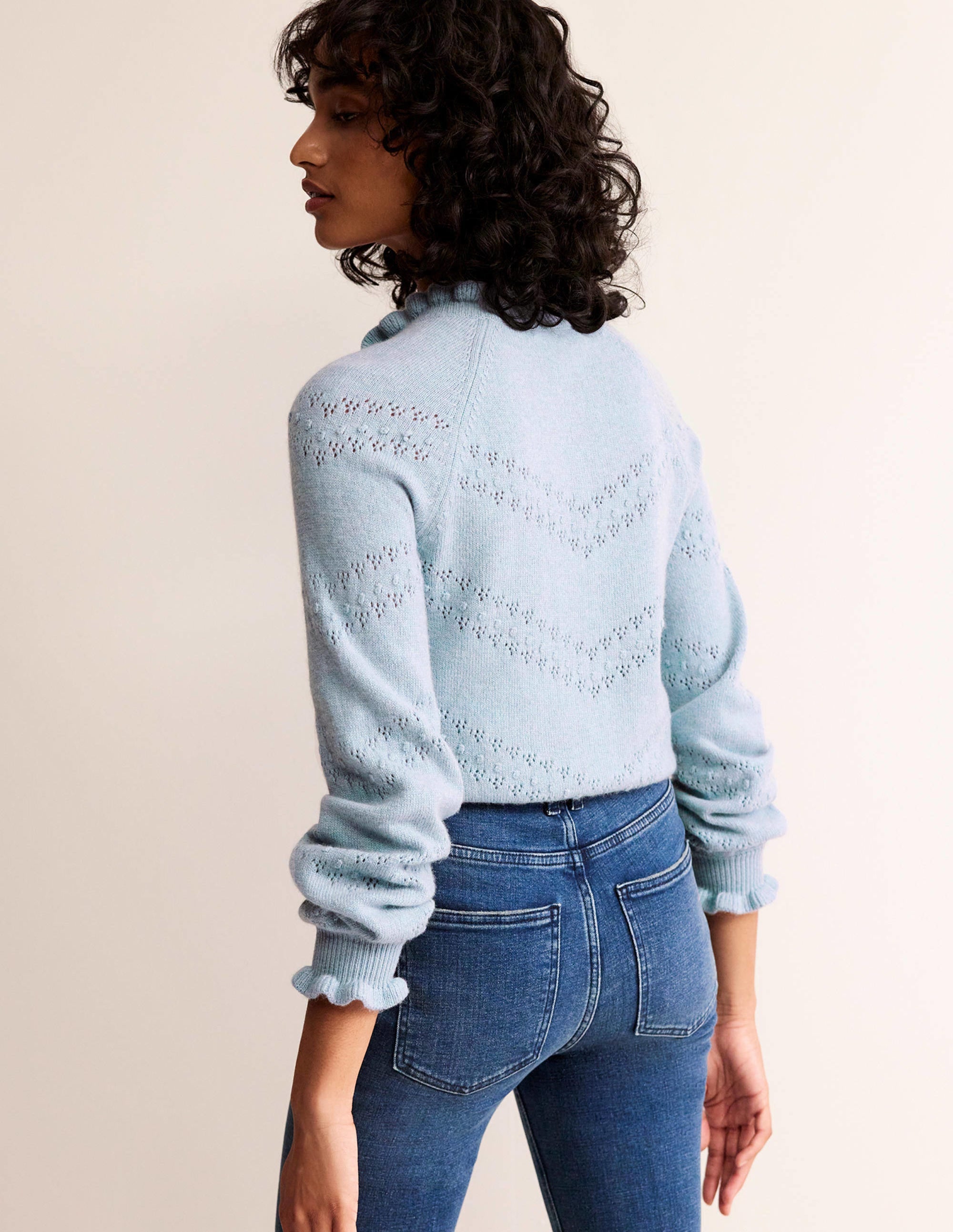 Gilet à broderie florale-Bleu galet - Image 3
