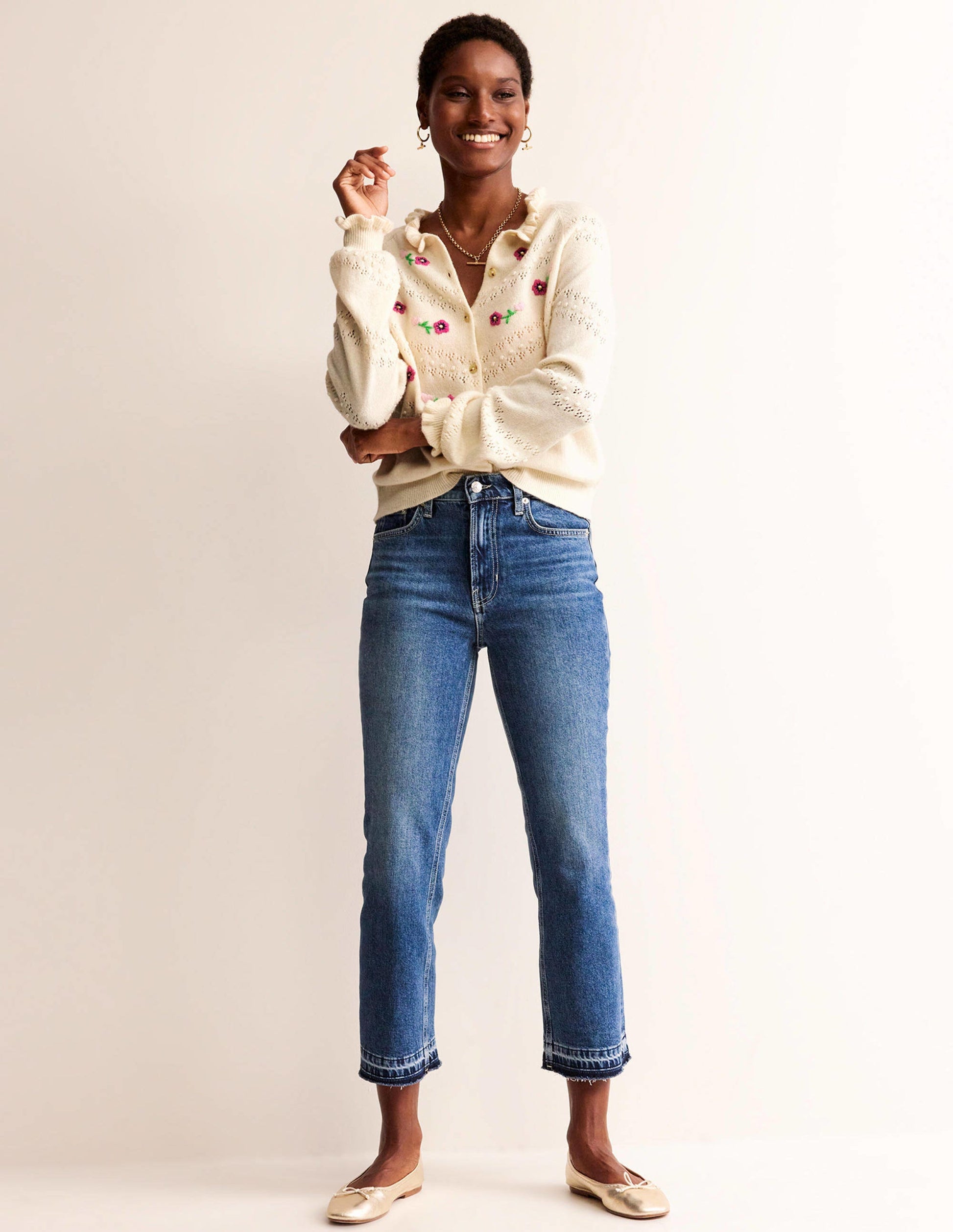 Floral-Embroidered Cardigan-Warm Ivory-4