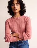 Pullover mit Pointelle-Stickerei-Altrosa