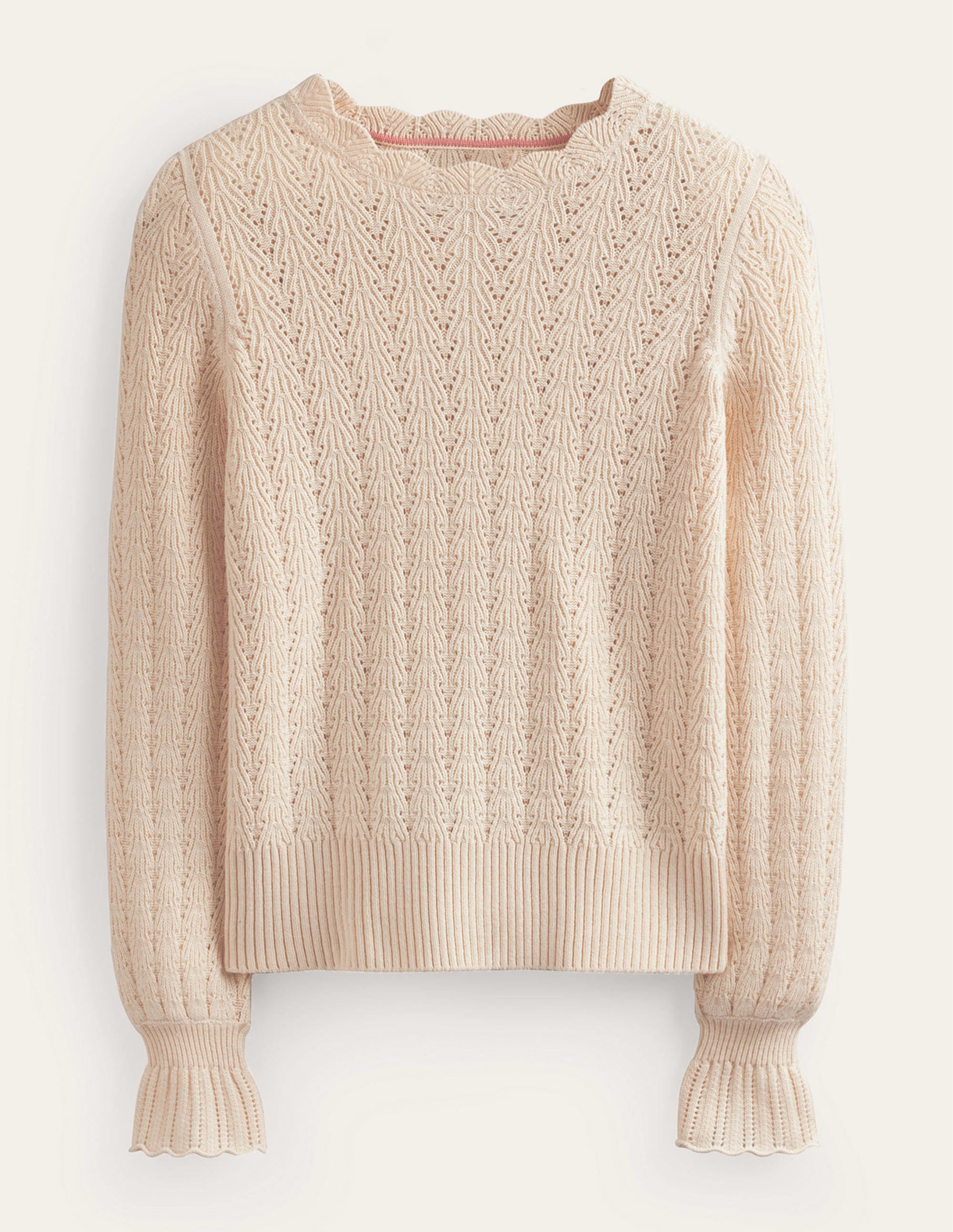 Pointelle Stitch Jumper-Warm Ivory - Image 6