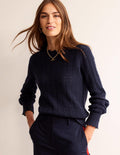 Pullover mit Pointelle-Stickerei-Marineblau