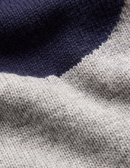 Pullover mit Intarsienpunkten-Grau Meliert, Marineblau Punkte-6