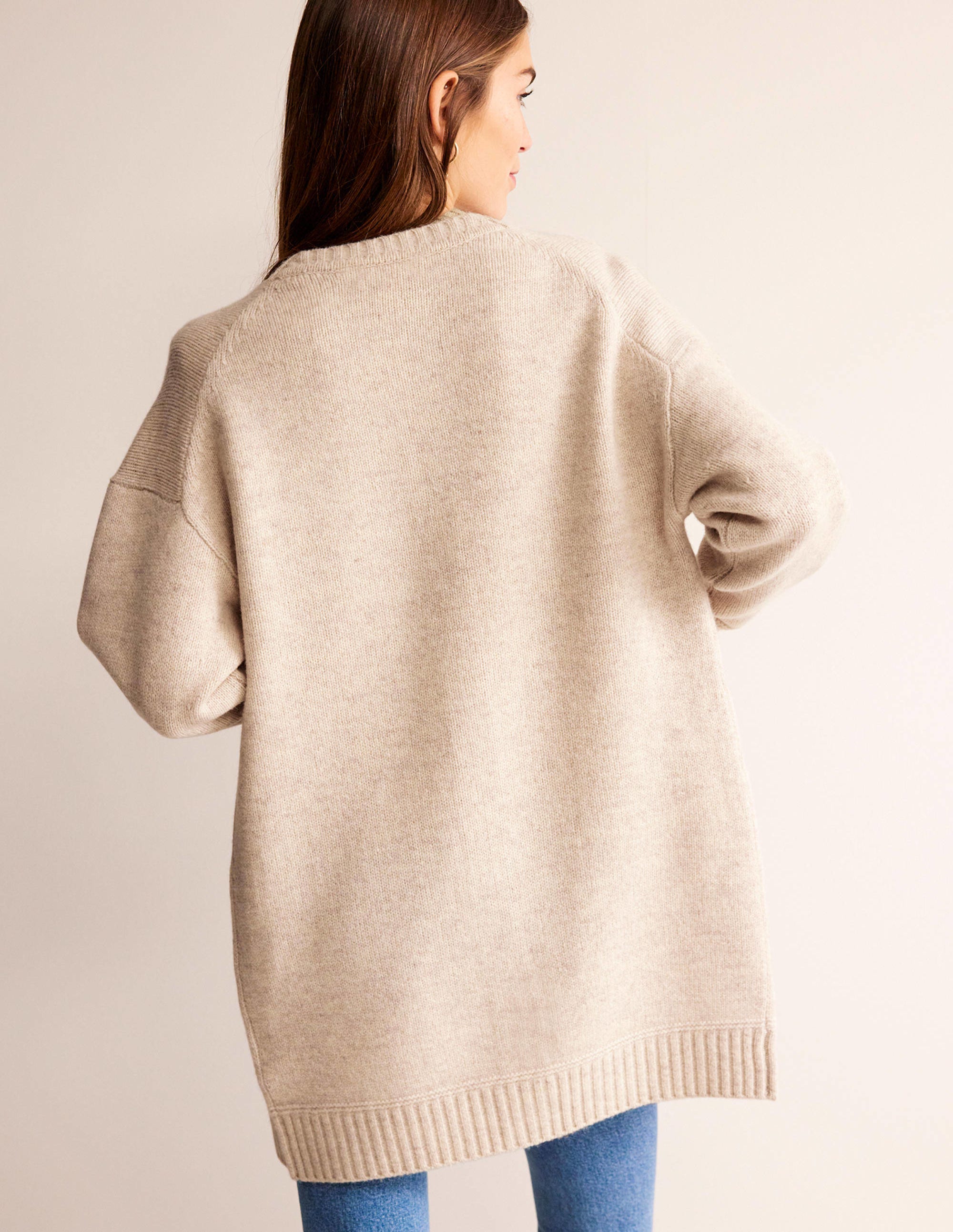 Manteau-gilet en laine brossée-Avoine chiné - Image 3