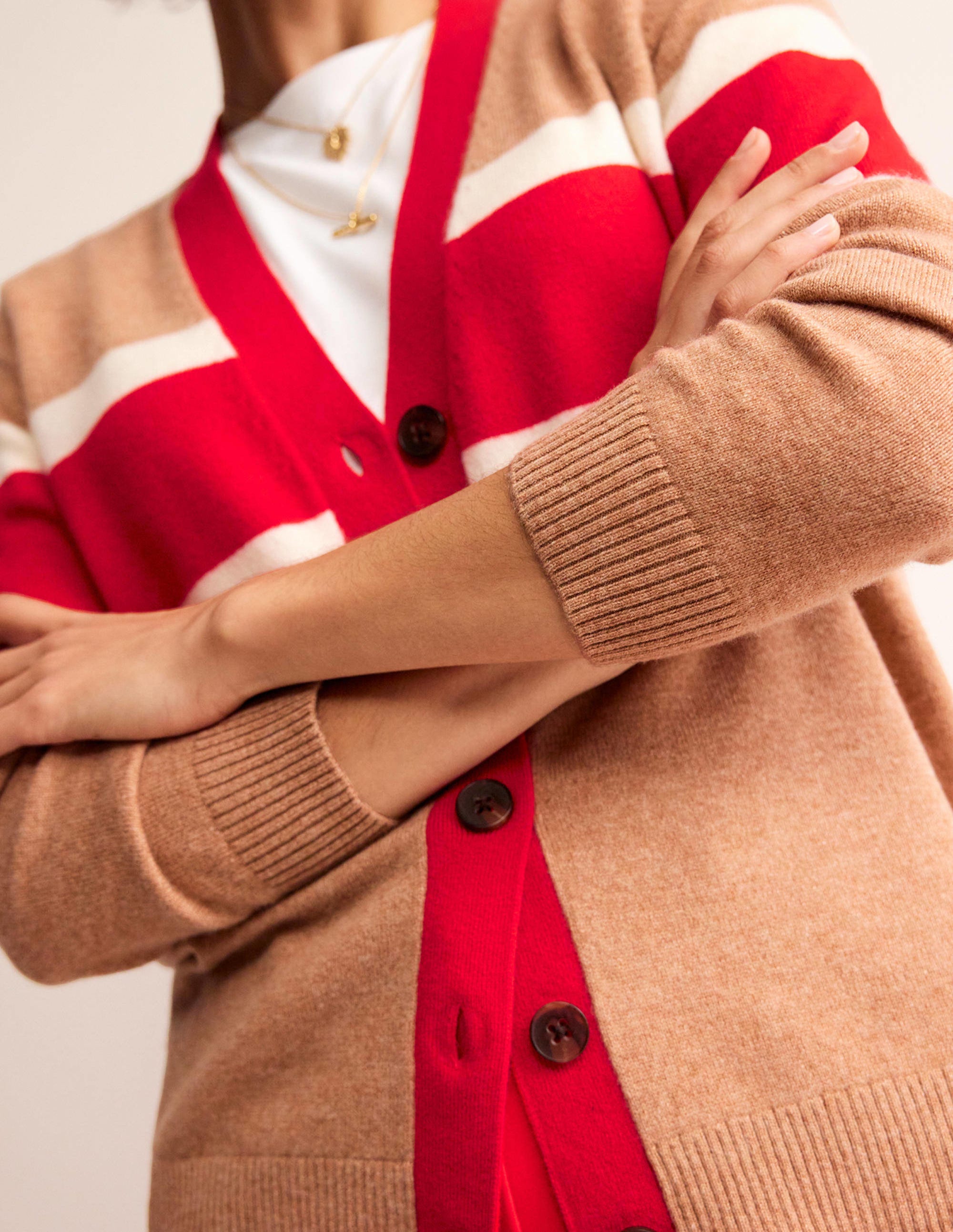 Gilet Marianne en cachemire-Camel chiné Union Jack - Image 2