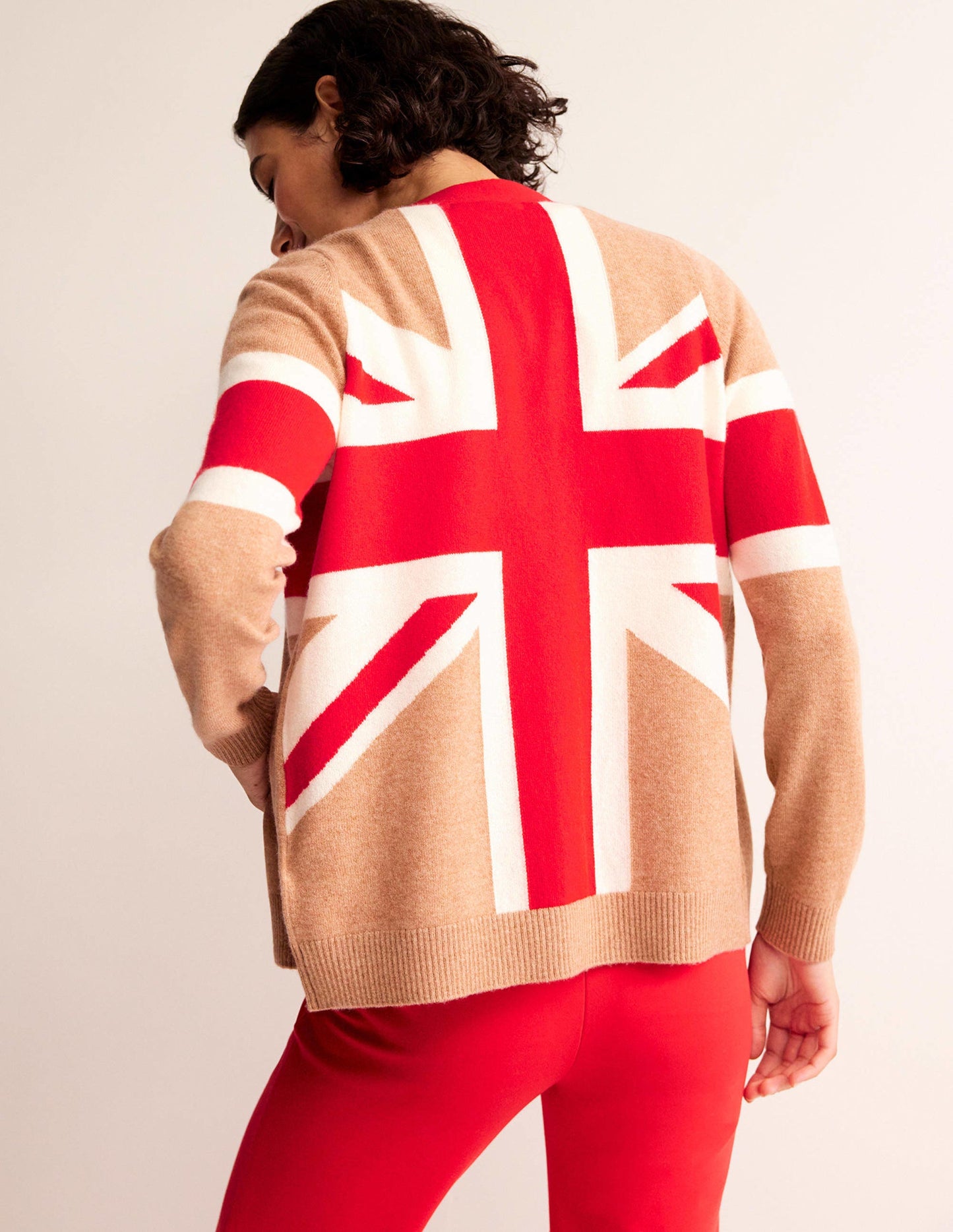 Marianne Strickjacke aus Kaschmir-Kamelbraun Meliert Union Jack