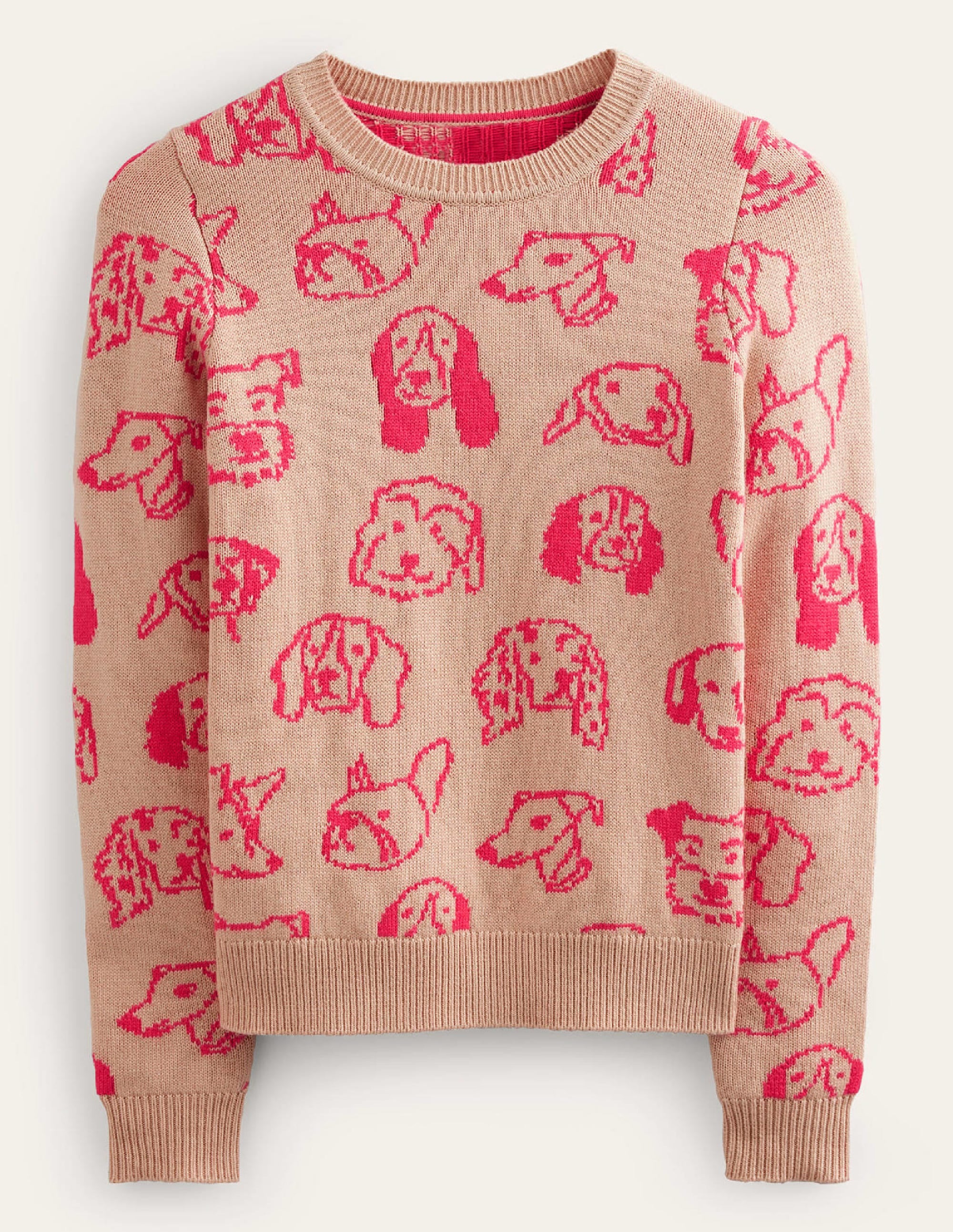 Heather Jacquard-Pullover-Graubraun, Himbeerrot Hunde - Image 5