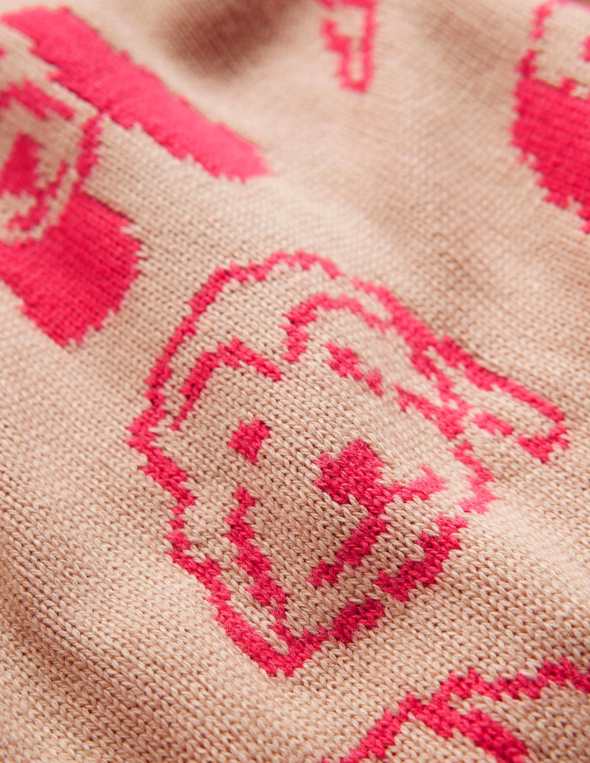 Heather Jacquard-Pullover-Graubraun, Himbeerrot Hunde-6