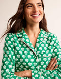 Brushed Cotton Pyjama Shirt-Veridian Green, Lily