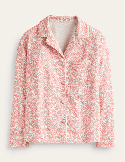 Haut de pyjama en coton brossé-Rosette poudré, motif Forest Meadow-6